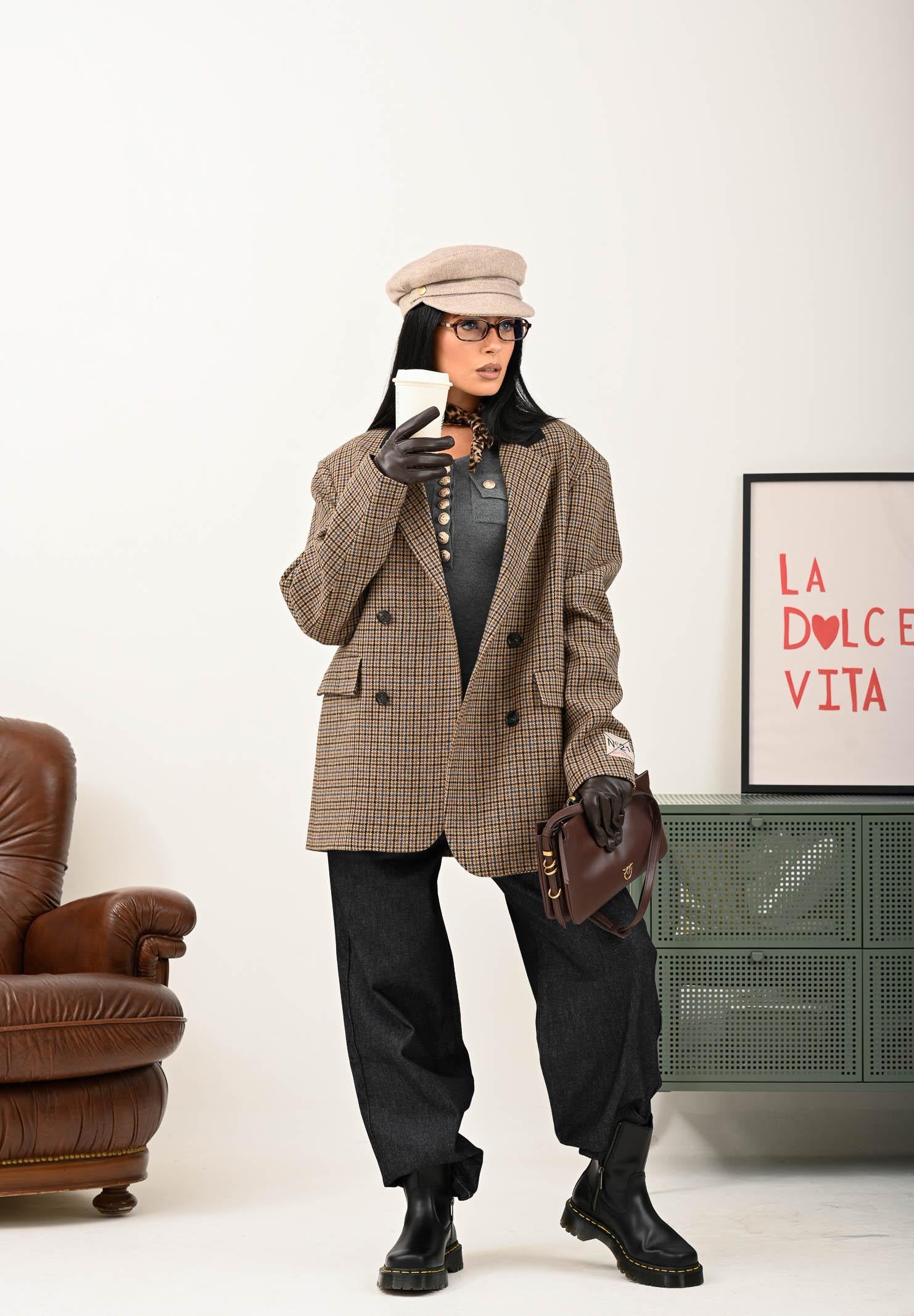 N21 Giacca doppiopetto in Harris Tweed beige per donna e ragazze N2107EN0441 0N720 N21