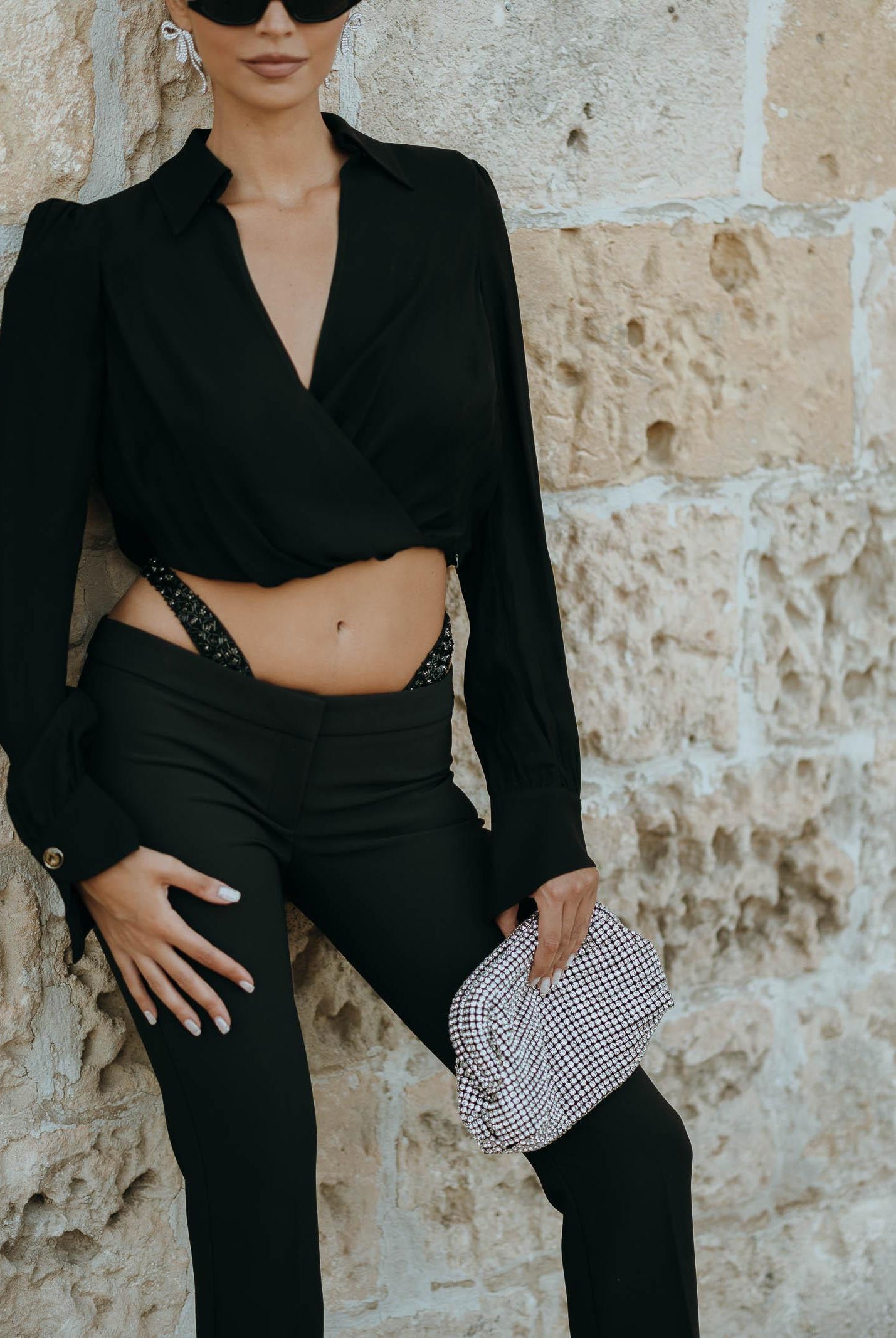 SANTAS Clutch Sparkling con strass per un effetto glamour SPARKLING ARGENTO SANTAS