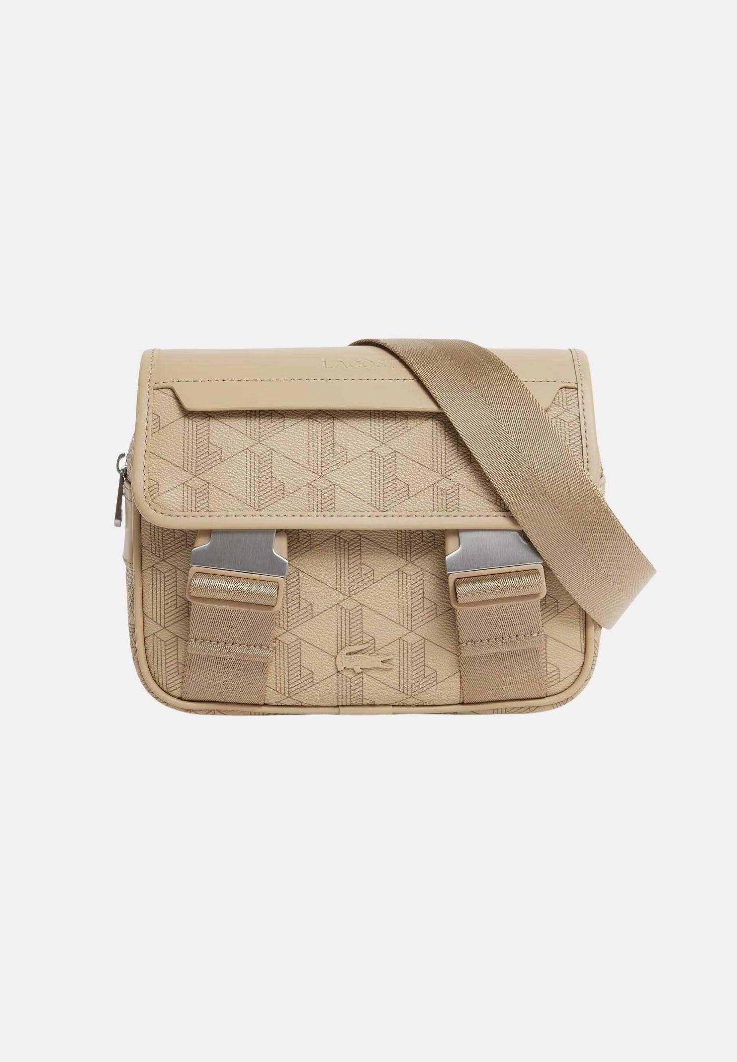 LACOSTE Borsa a tracolla beige per uomo e donna con monogramma The Blend NH3787 R59 LACOSTE