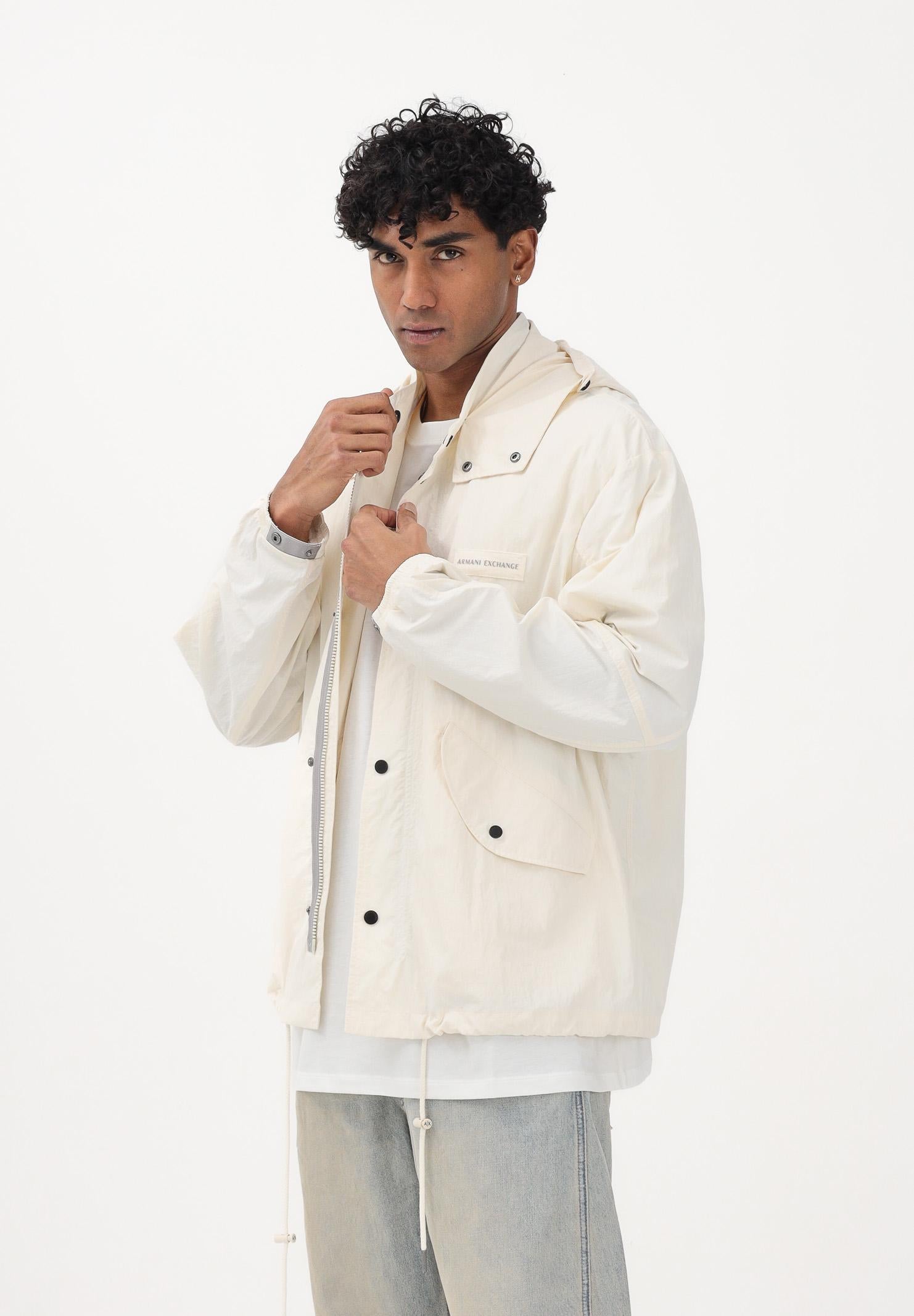 ARMANI EXCHANGE Giacca a vento panna da uomo con logo XM002137AF22504 U1074 ARMANI EXCHANGE