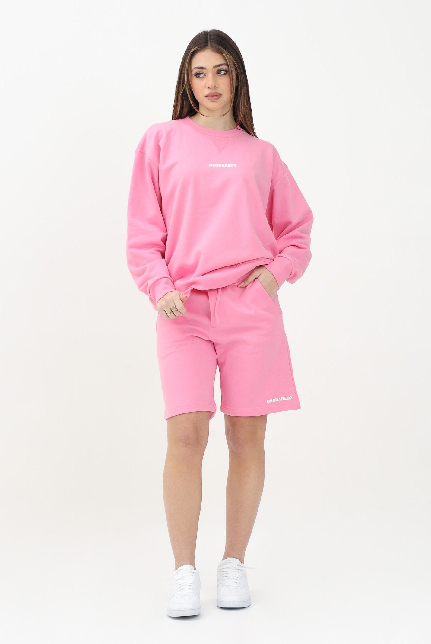 DSQUARED2 Shorts sportivo rosa per donna, ragazze e bambine con stampa logo DQ2738D0094 DQ321 DSQUARED2