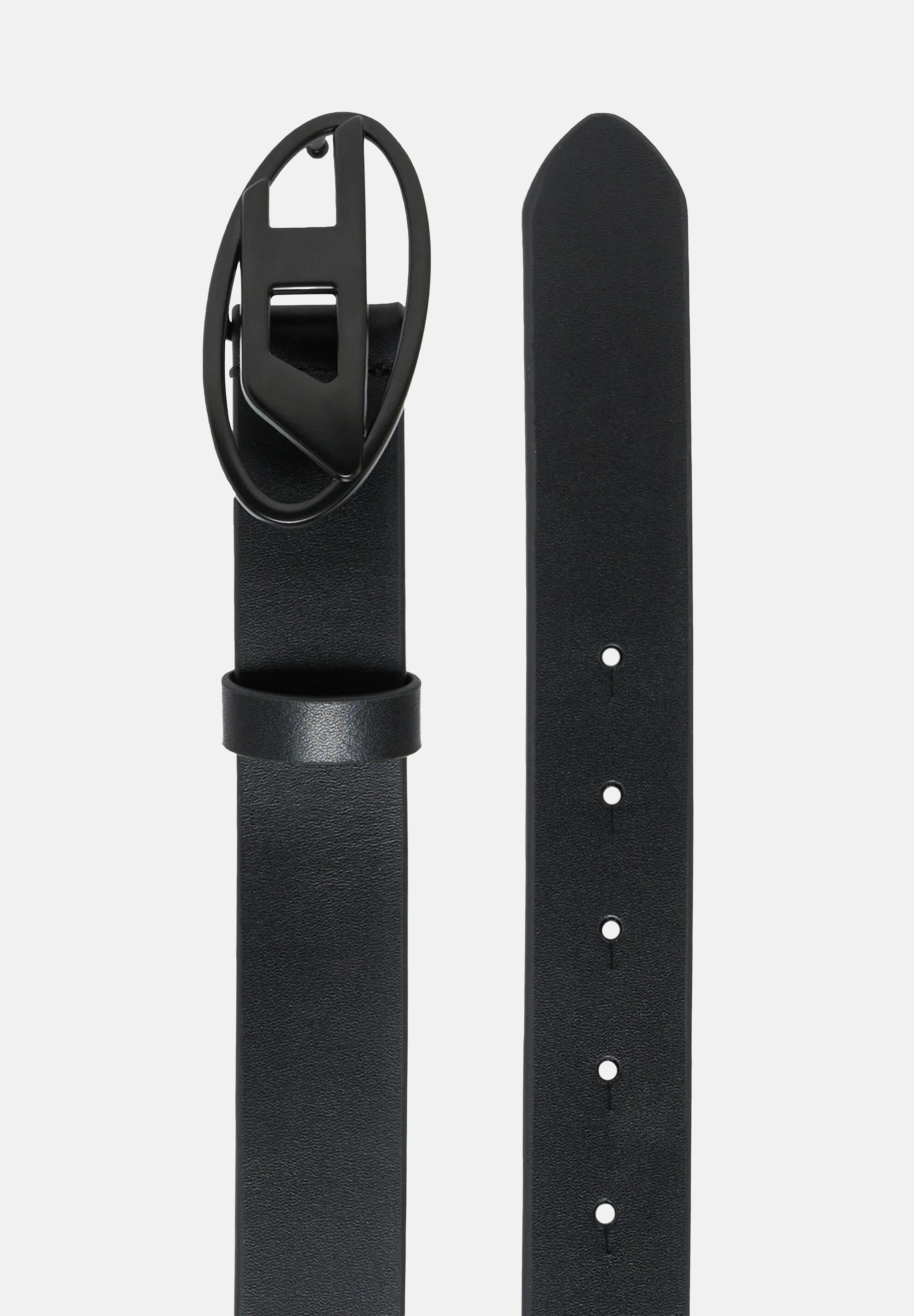 DIESEL Cintura nera per uomo e donna arricchita da fibbia con logo Oval J02595KXBLR K900 DIESEL