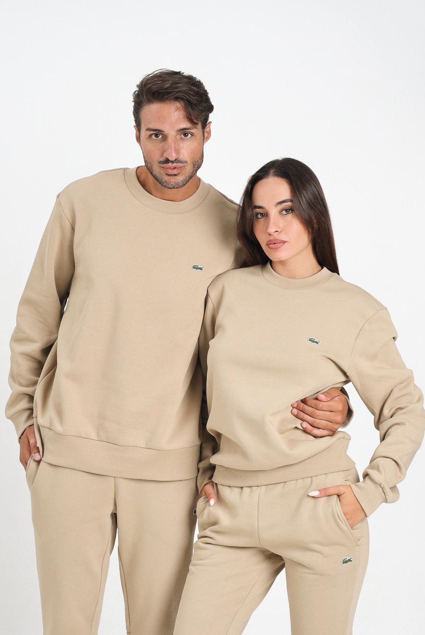 LACOSTE Felpa girocollo beige per uomo e donna SH9608 02S LACOSTE