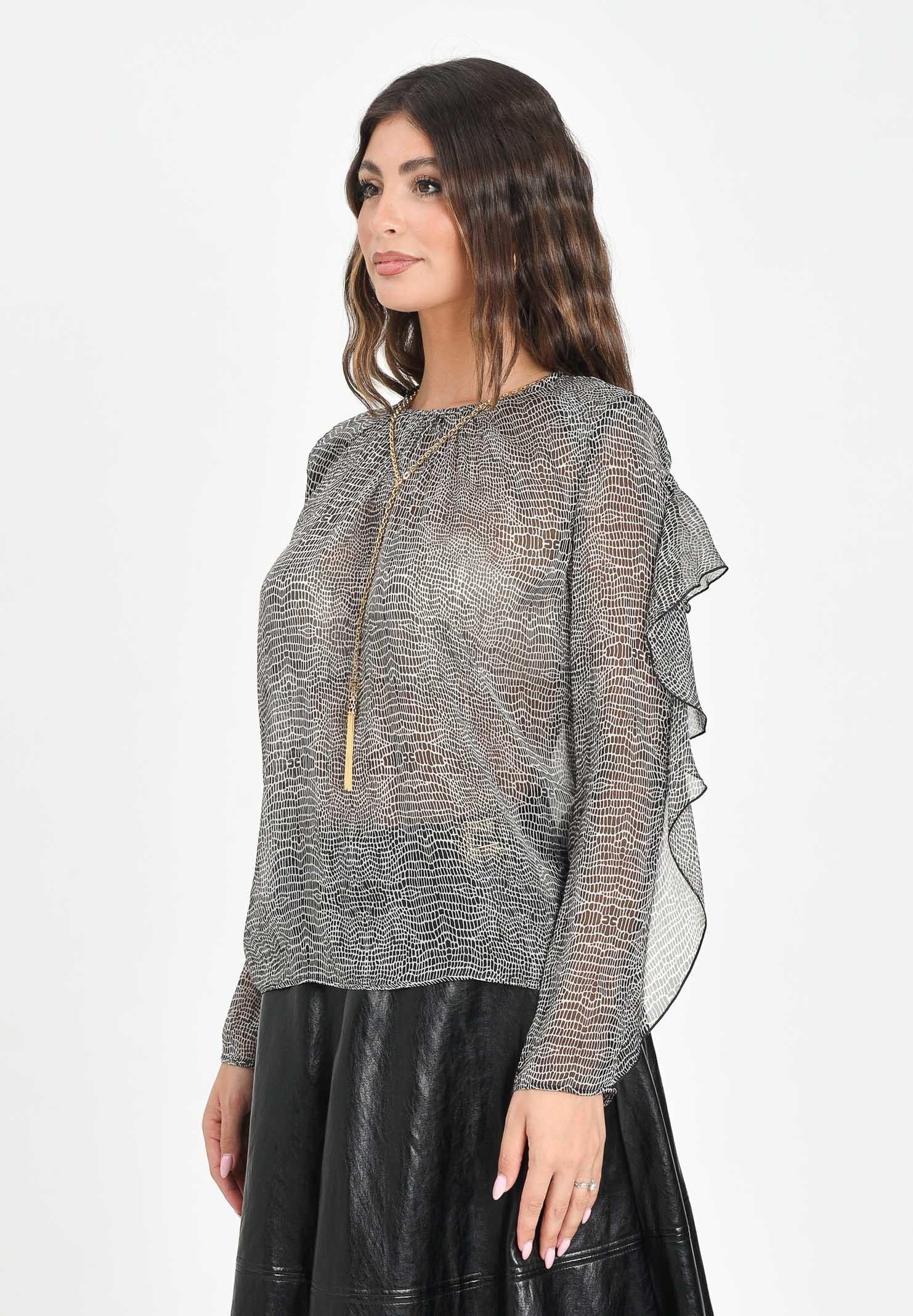 ELISABETTA FRANCHI Blusa nera da donna caratterizzata da stampa effetto pitonato CA12757E2 110 ELISABETTA FRANCHI