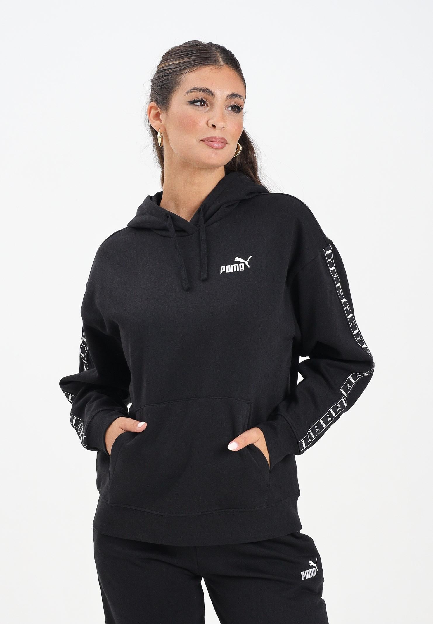 PUMA Felpa con cappuccio ESS Tape nera da donna 688096 01 PUMA