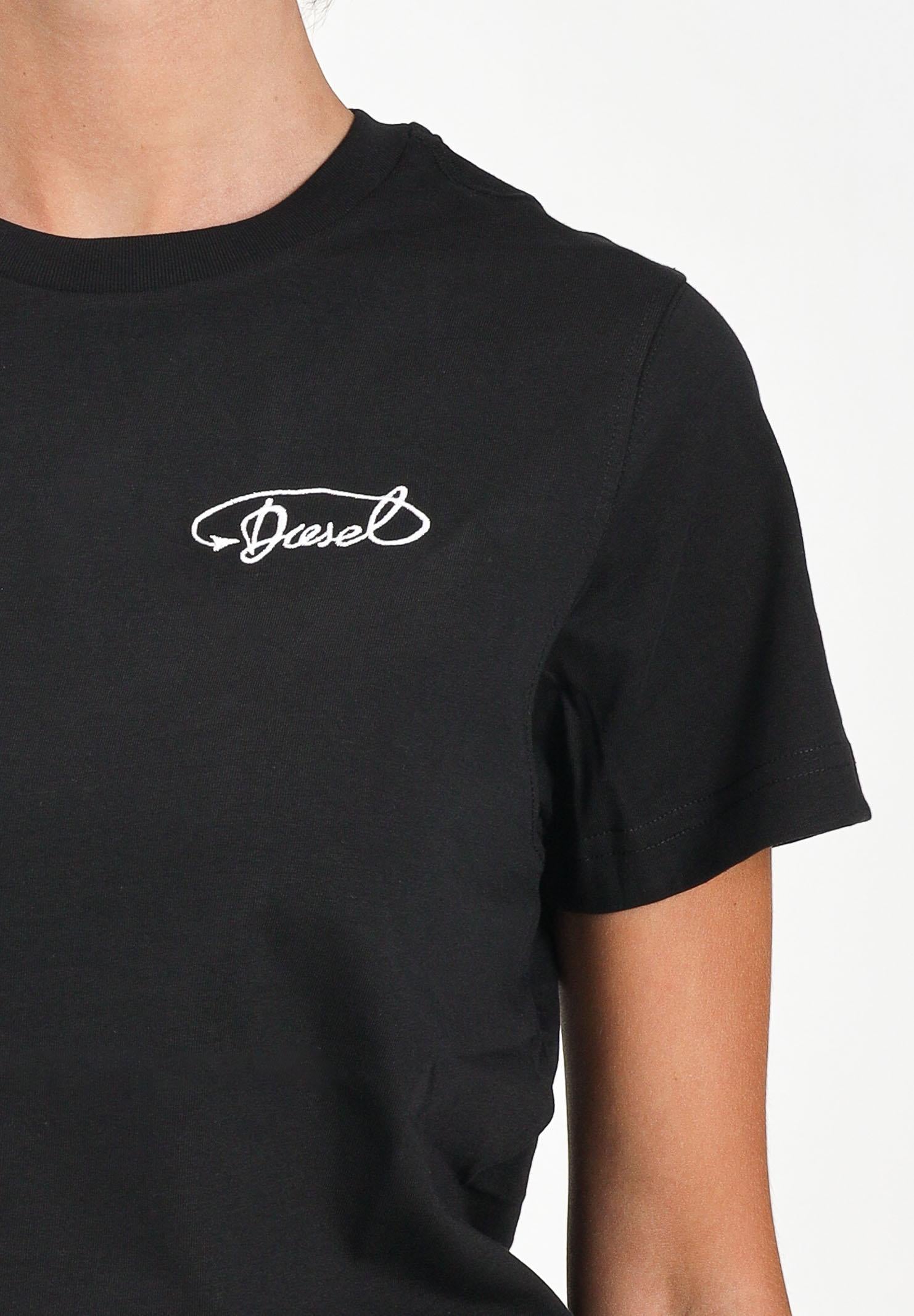 DIESEL T-shirt a manica corta nera per donna, ragazzi e bambini con logo Diesel J025260CATM K900 DIESEL