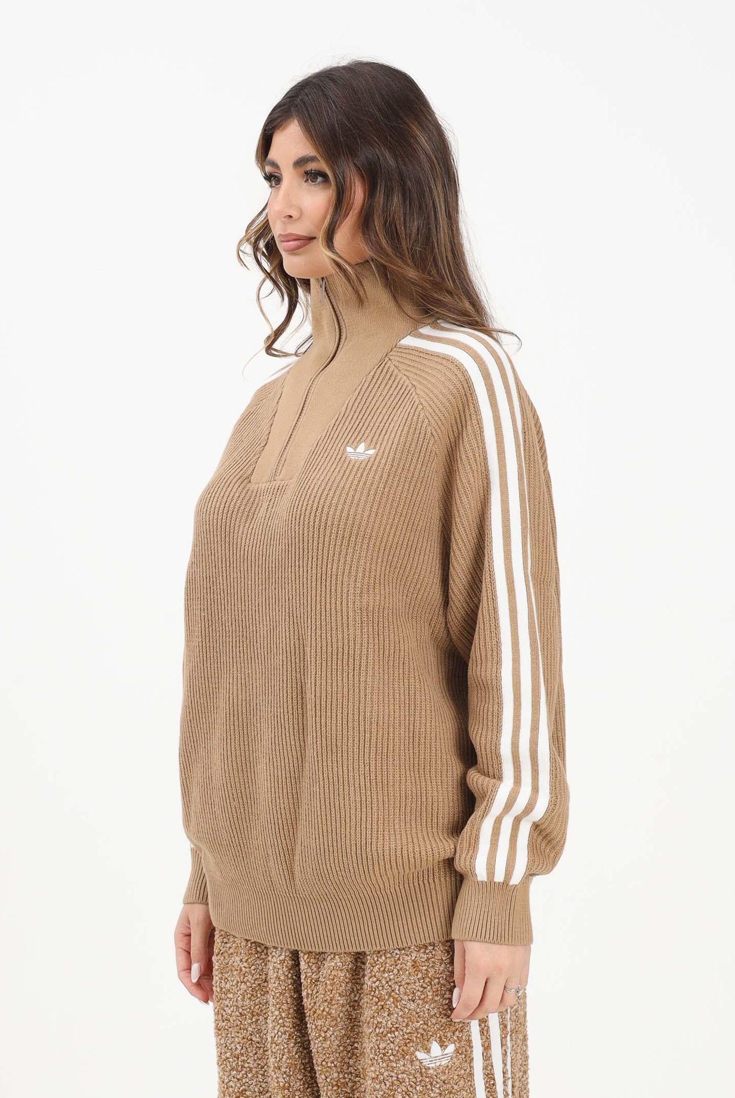 ADIDAS ORIGINALS Maglione a collo alto Originals Quarter Zip beige da donna KS7787 ADIDAS ORIGINALS