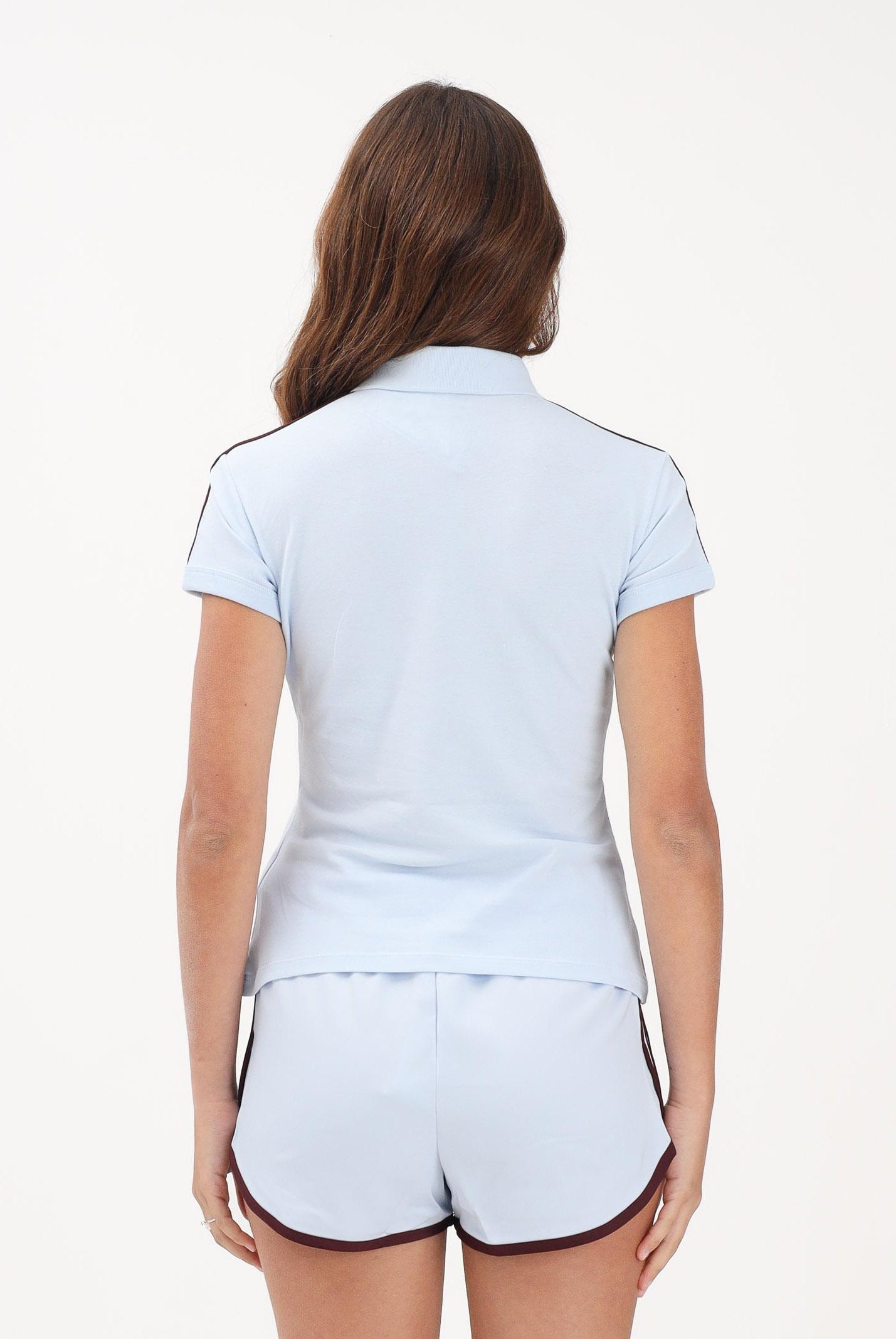 ADIDAS ORIGINALS Polo a manica corta 3 Stripes celeste da donna KD3698 . ADIDAS ORIGINALS