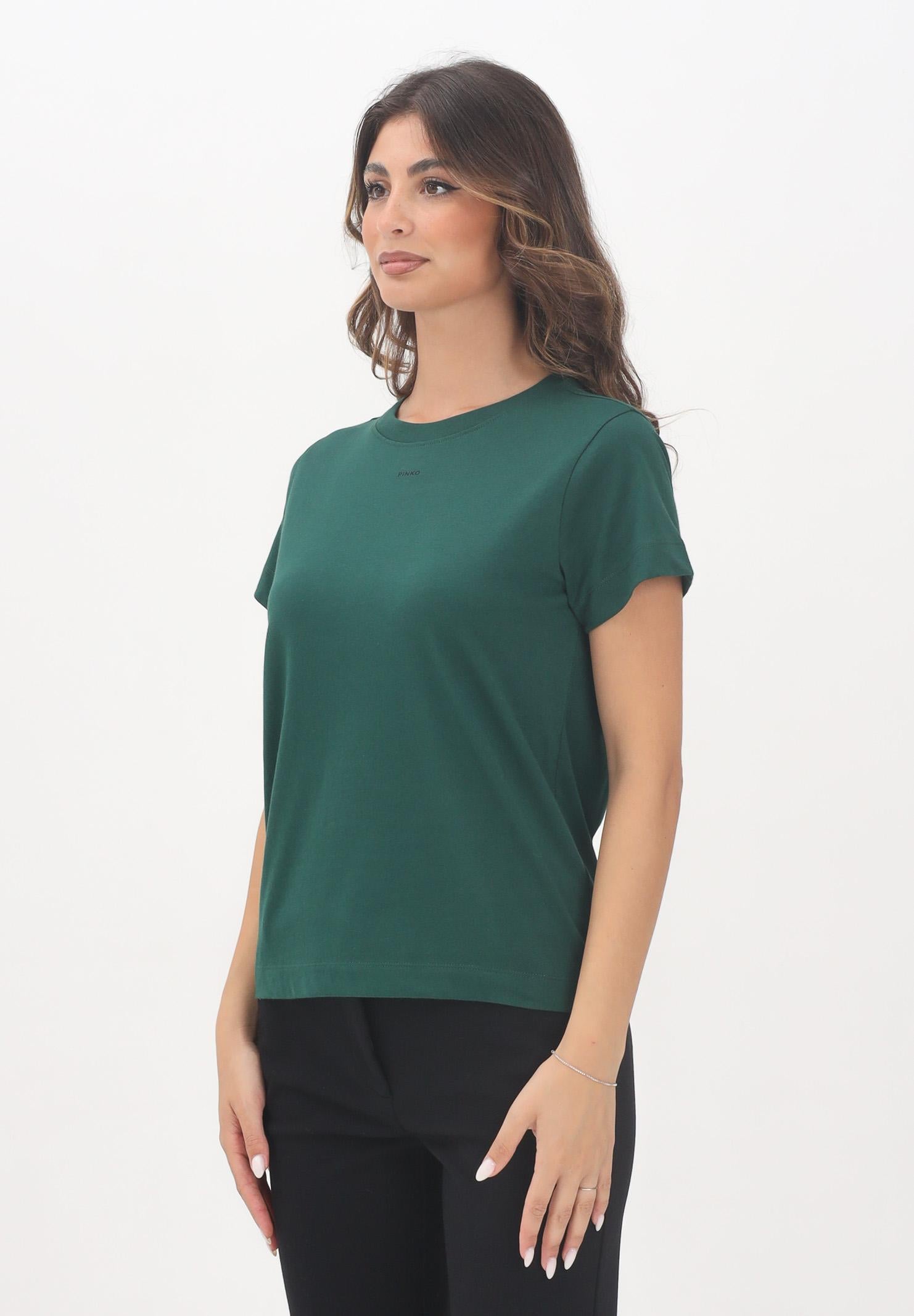 PINKO T-shirt a manica corta verde da donna con logo 100373A2RE X79 PINKO