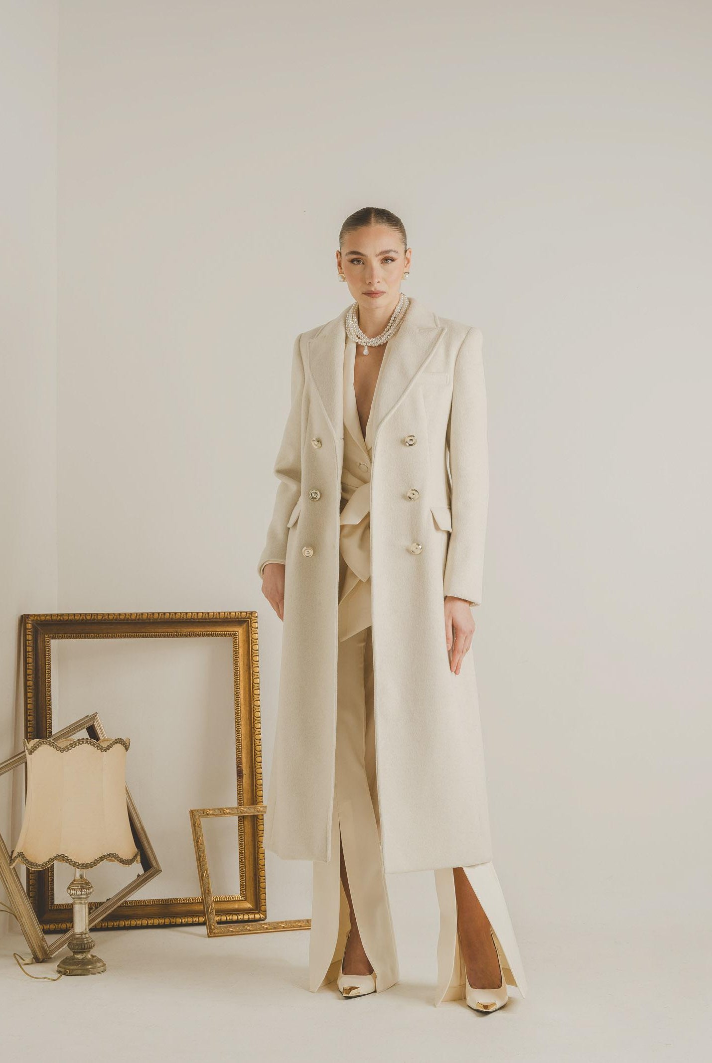 SANTAS Cappotto lungo ÉCLIPSE panna da donna PV2623 PA SANTAS