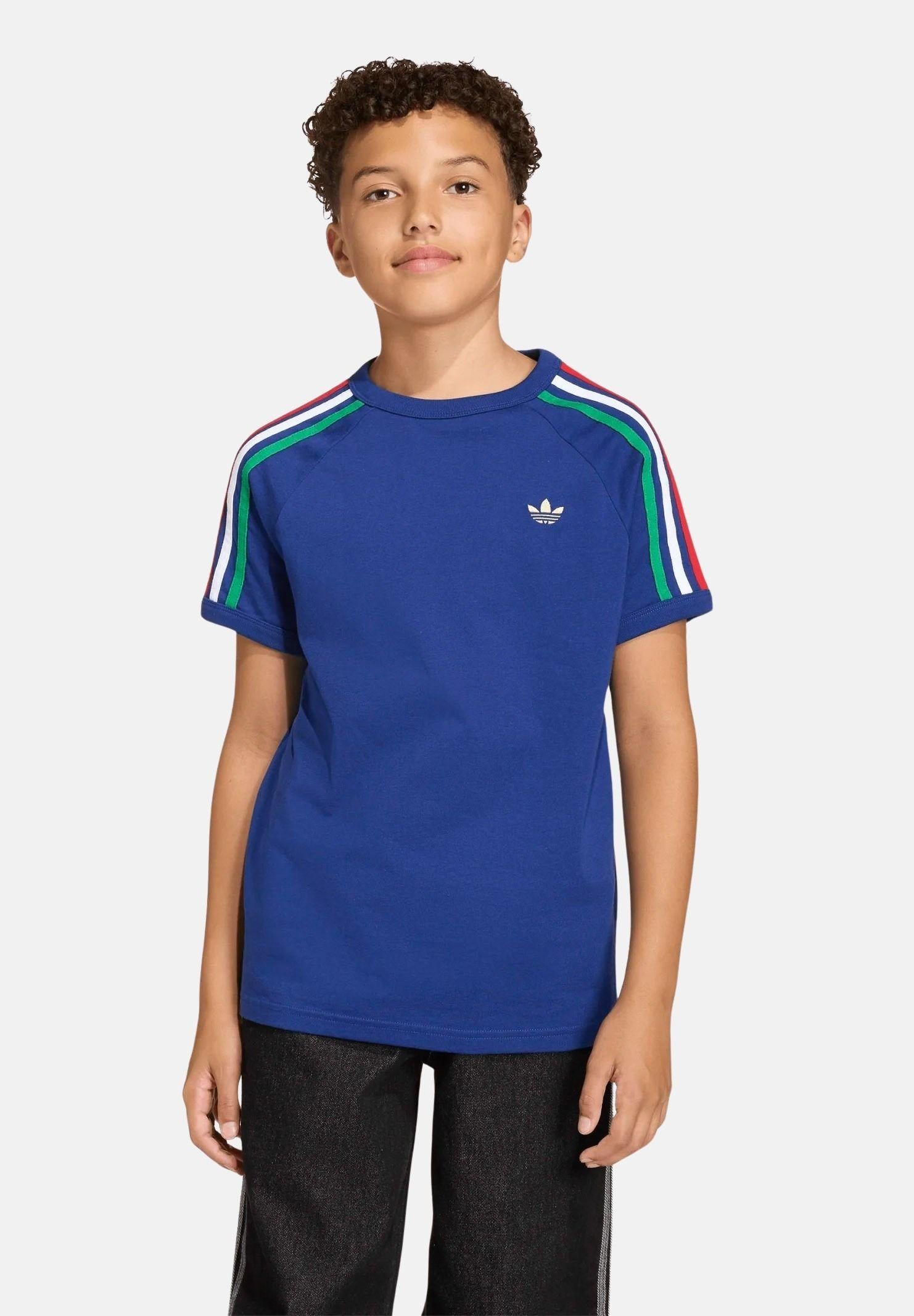 ADIDAS ORIGINALS T-shirt a manica corta 3-Stripes blu da bambino KC9515 . ADIDAS ORIGINALS