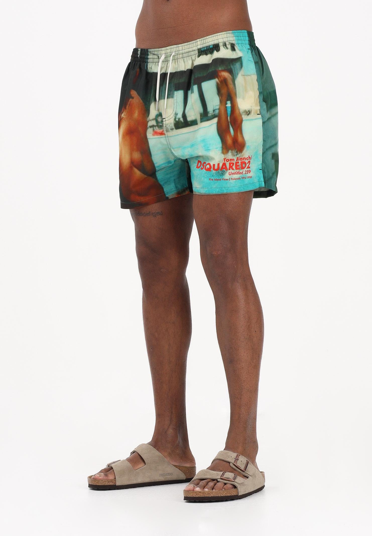 DSQUARED2 Shorts mare multicolore da uomo con stampa fotografica all-over D7B626770 998 DSQUARED2