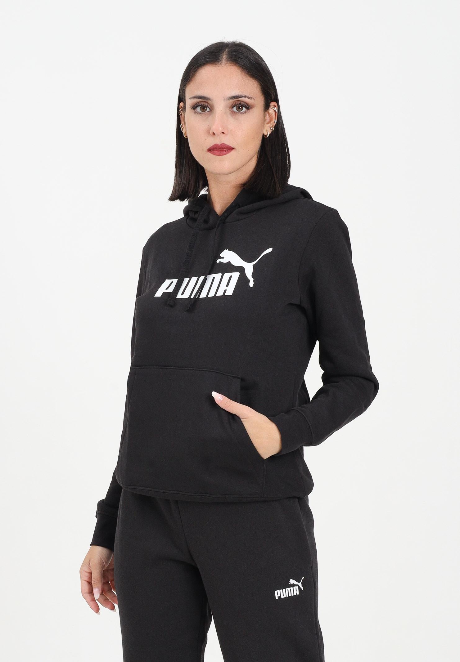 PUMA Felpa con cappuccio Essentials No. 1 nera da donna 682388 01 PUMA