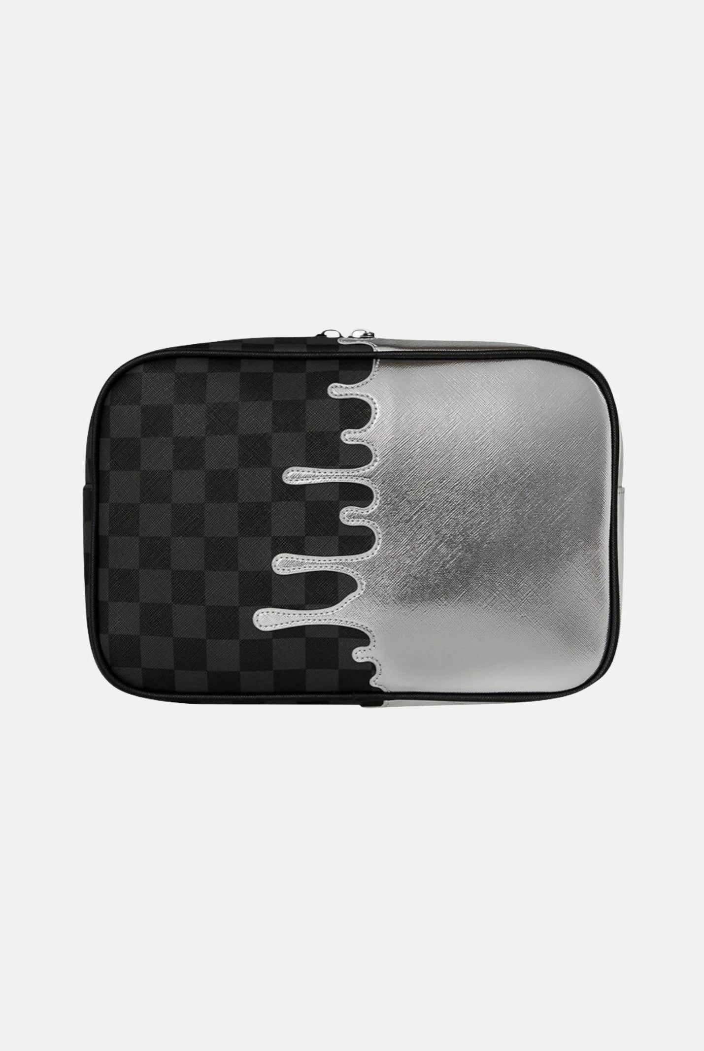 SPRAYGROUND Pochette Silver Side Drip argento e nera per uomo e donna 910B8928NSZ . SPRAYGROUND