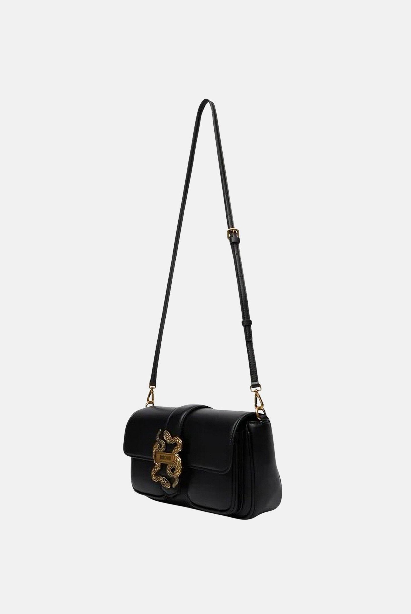 JUST CAVALLI Borsa a spalla nera da donna con fibbia logo 80RA4BA2ZSA89 899 JUST CAVALLI