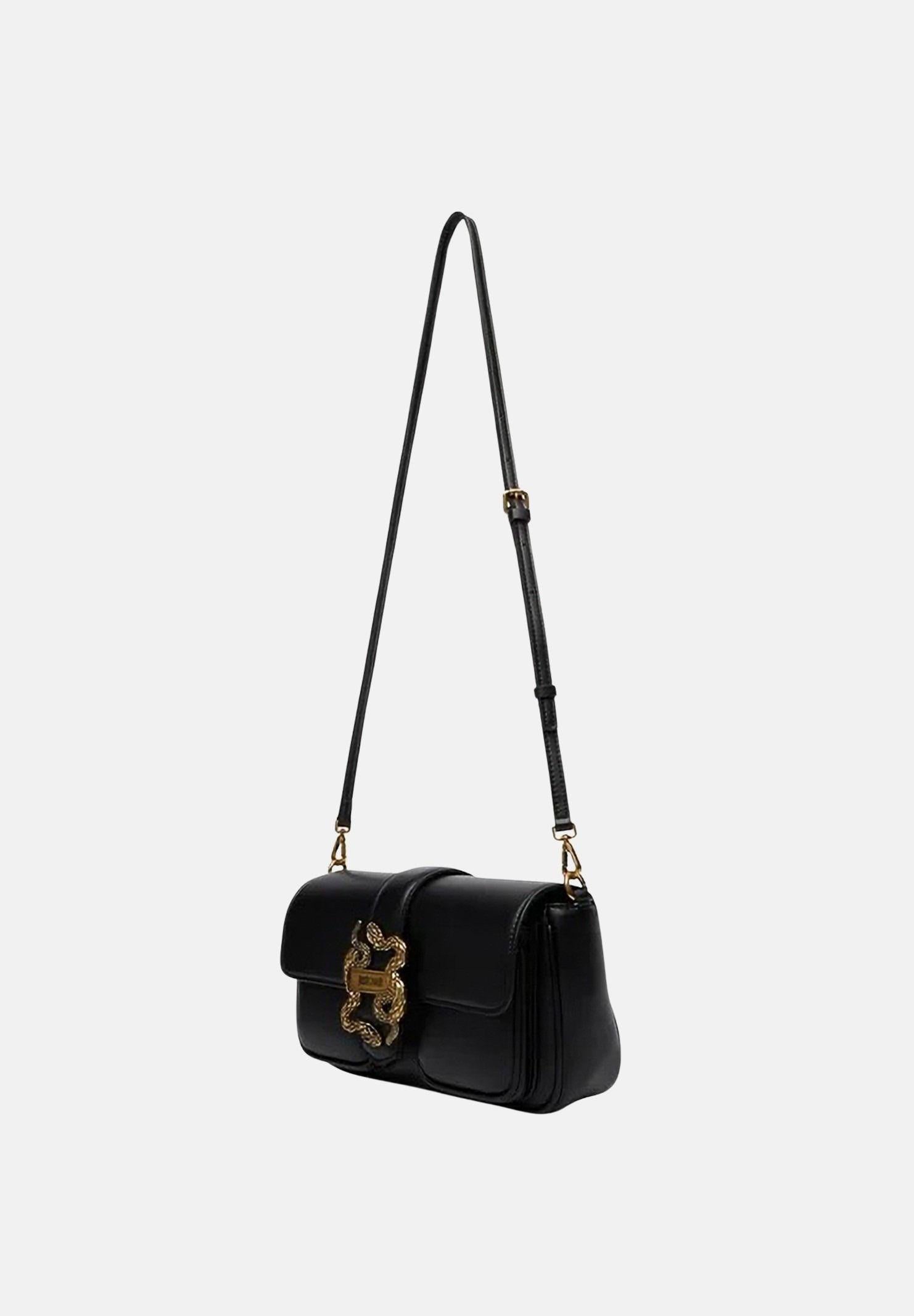 JUST CAVALLI Borsa a spalla nera da donna con fibbia logo 80RA4BA2ZSA89 899 JUST CAVALLI
