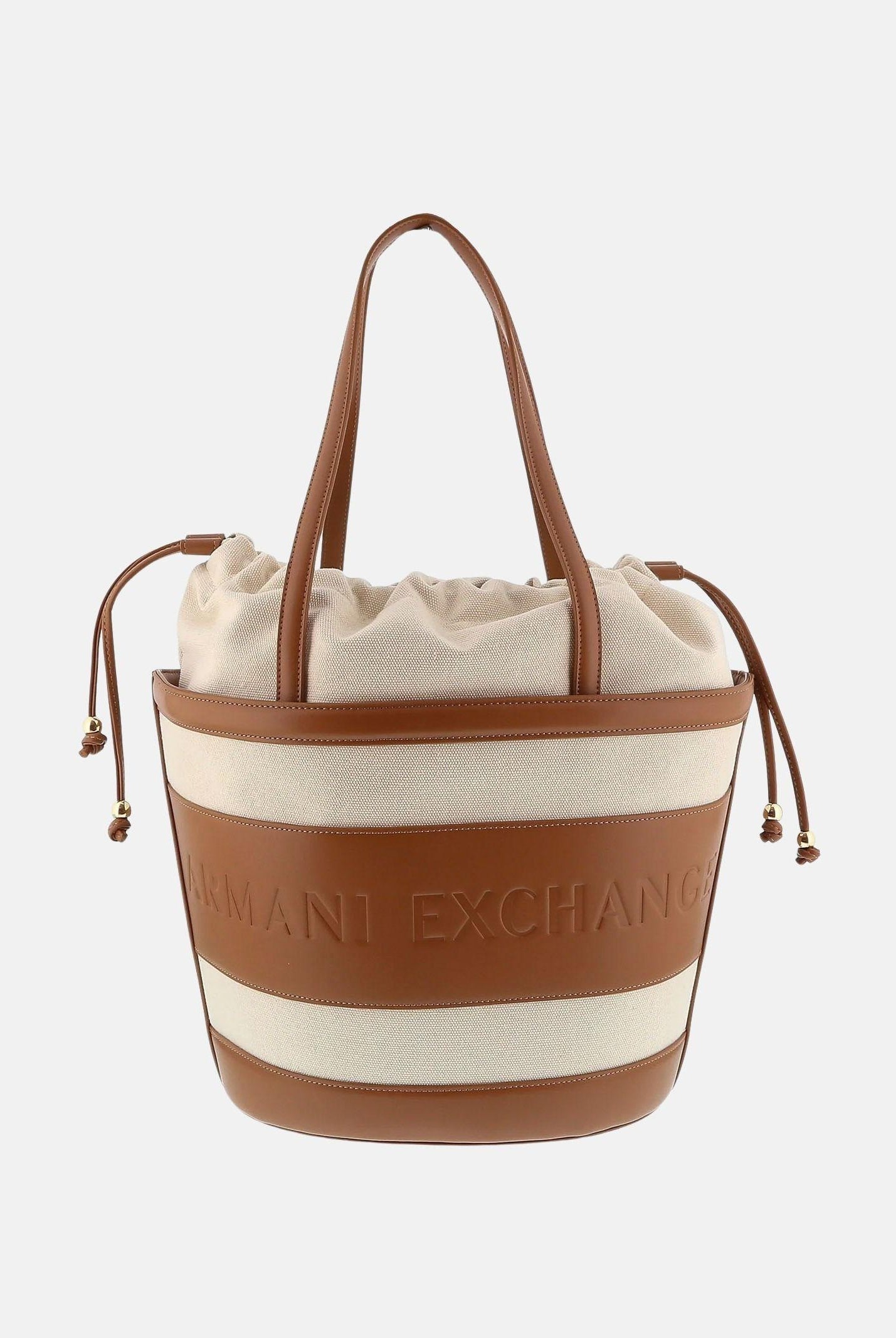 ARMANI EXCHANGE Shopper beige e cuoio da donna con logo XW002607AF22635 M6261 ARMANI EXCHANGE