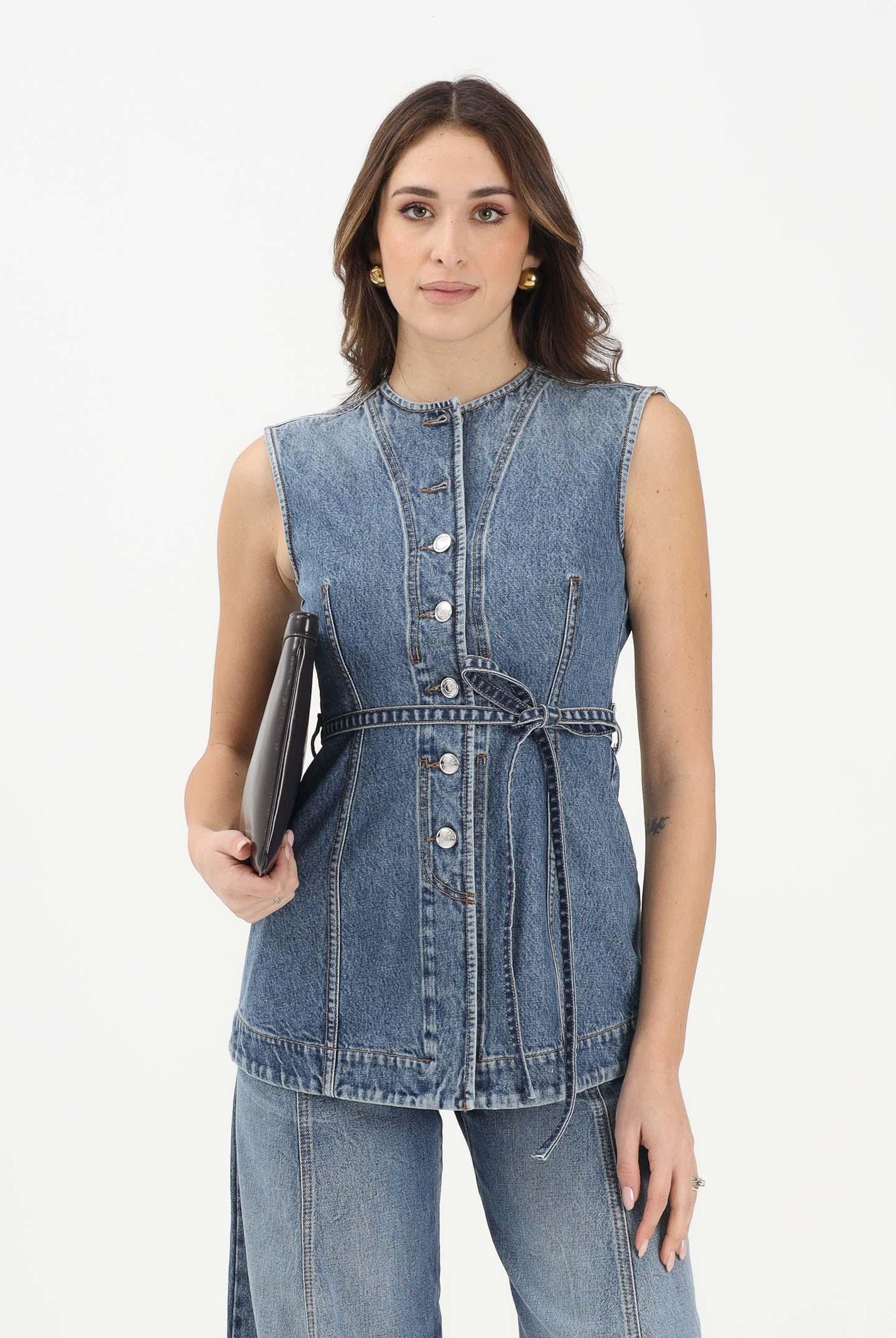 SPORTMAX Gilet SPDDOMINIO in denim medio da donna 2612161015600 005 SPORTMAX