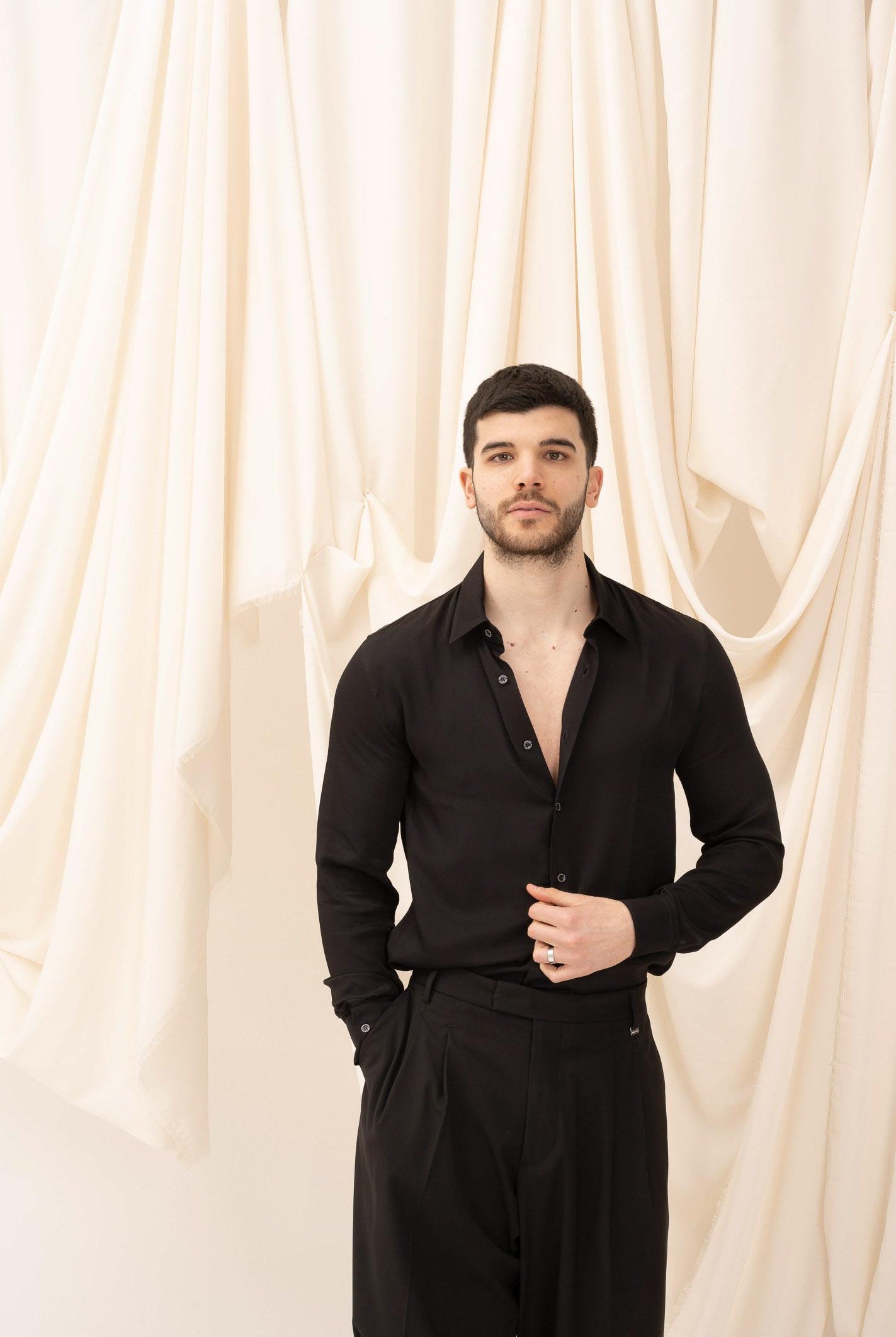 PATRIZIA PEPE Camicia a manica lunga nera da uomo 5C0310A093U K102 PATRIZIA PEPE