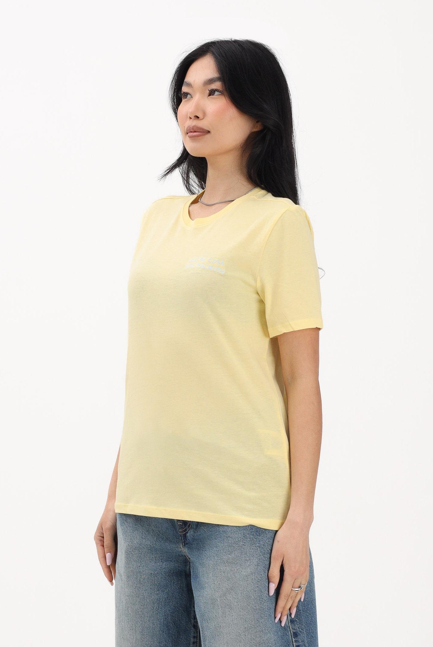ONLY T-shirt a manica corta gialla da donna con ricamo 15368637 PABA ONLY