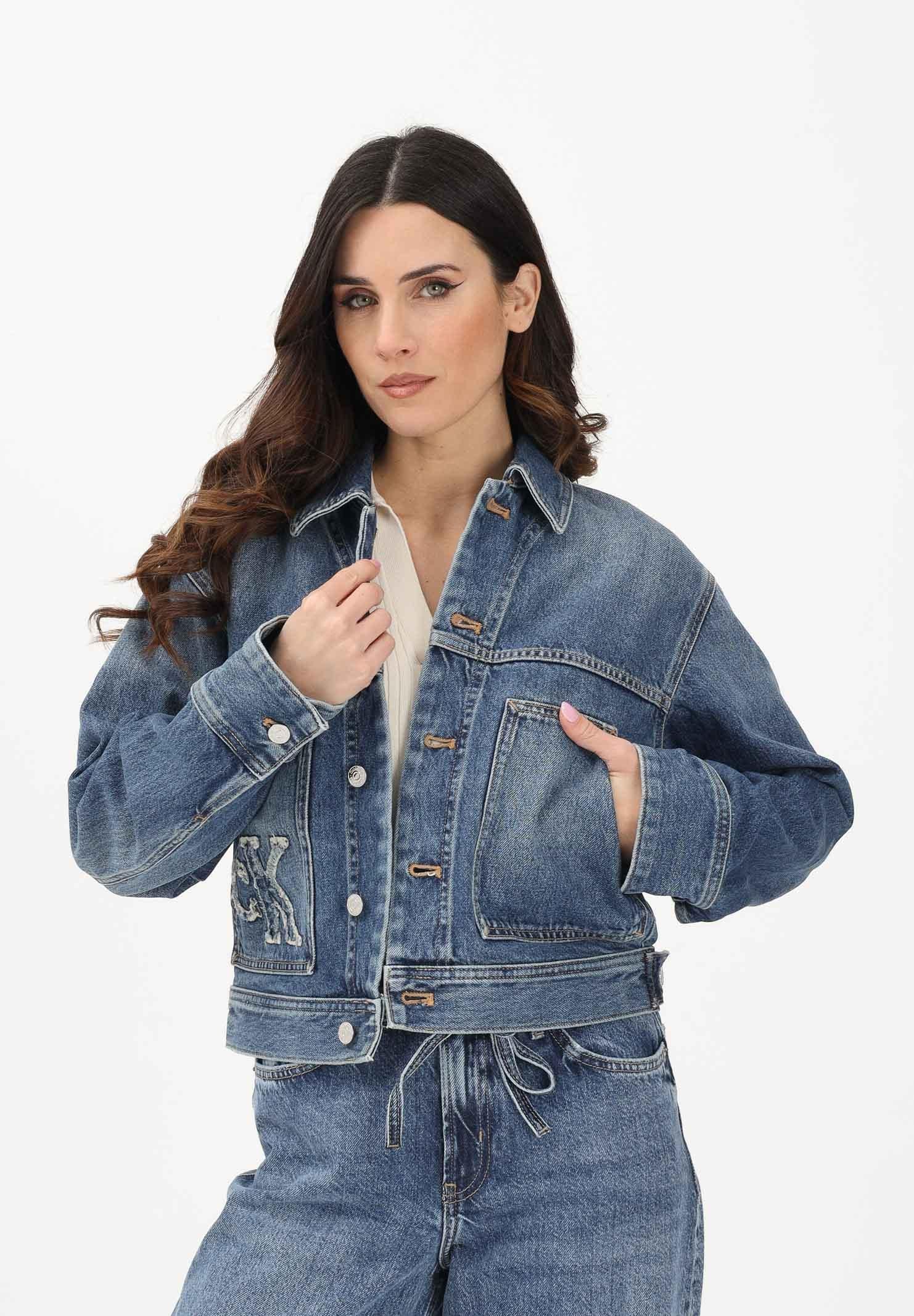 CALVIN KLEIN JEANS Giubbotto in denim medio da donna con logo LV047E906G3NL . CALVIN KLEIN JEANS