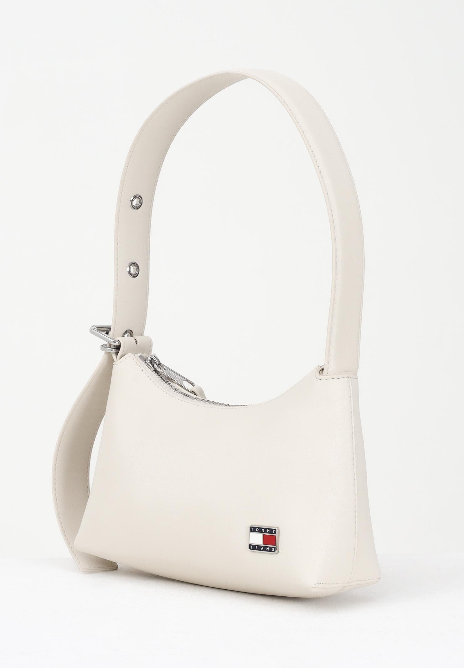 TOMMY JEANS Borsa a spalla panna da donna con logo AW0AW17873 BDS TOMMY JEANS