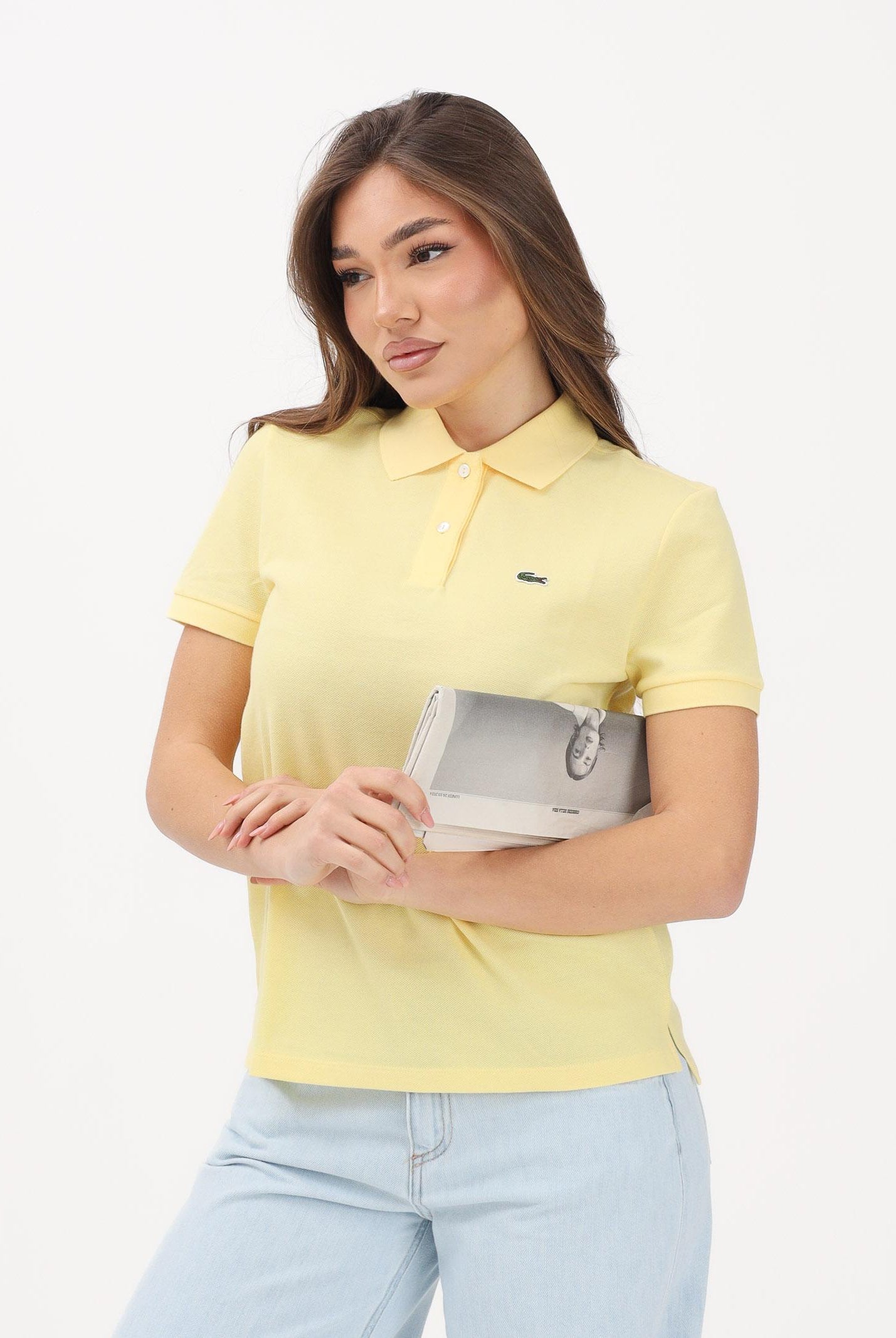 LACOSTE Polo a manica corta gialla da donna PF7839 107 LACOSTE