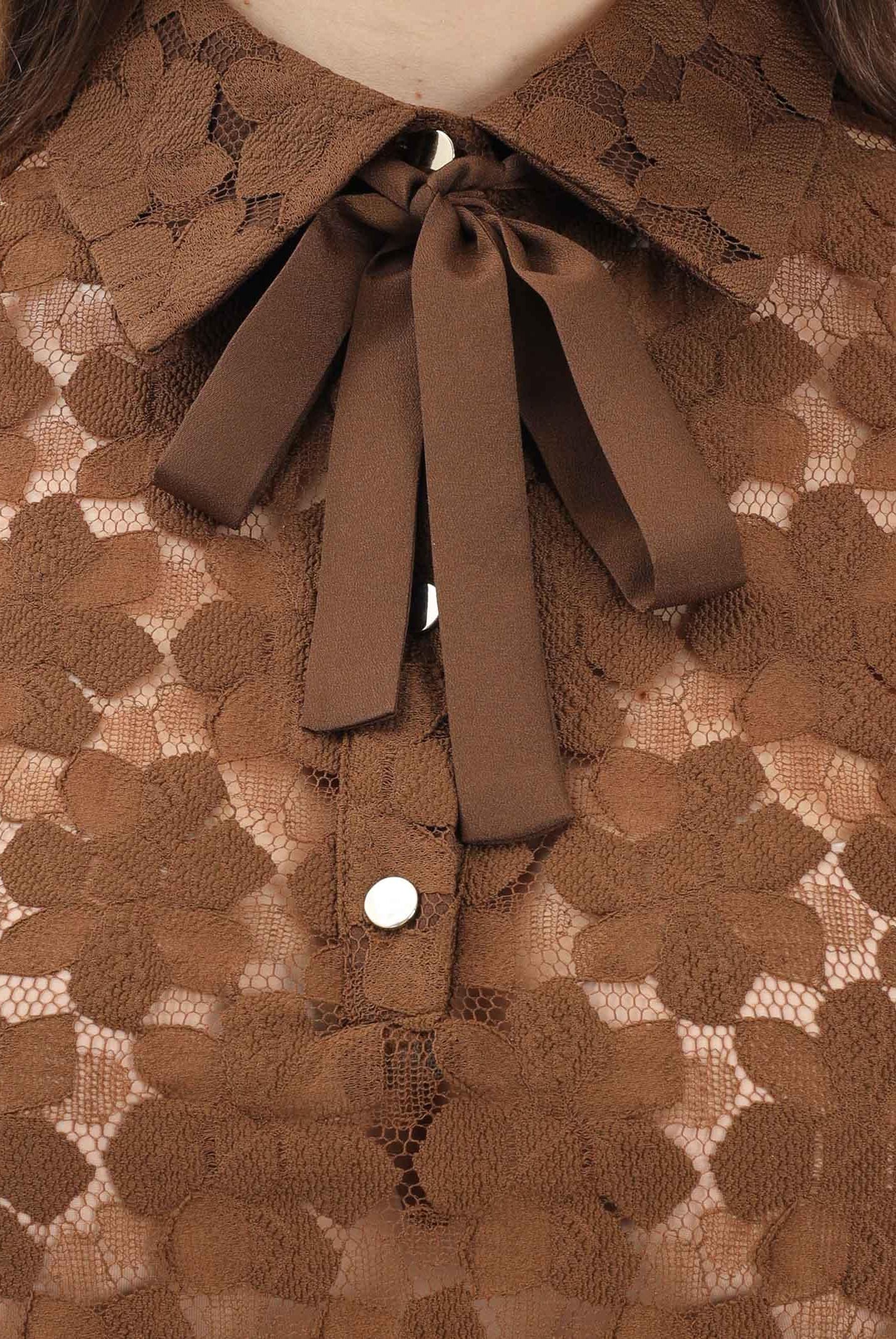 MAX MARA Polo a manica corta MSTVELLO marrone da donna realizzata in pizzo a fiore 2616941011600 002 MAX MARA