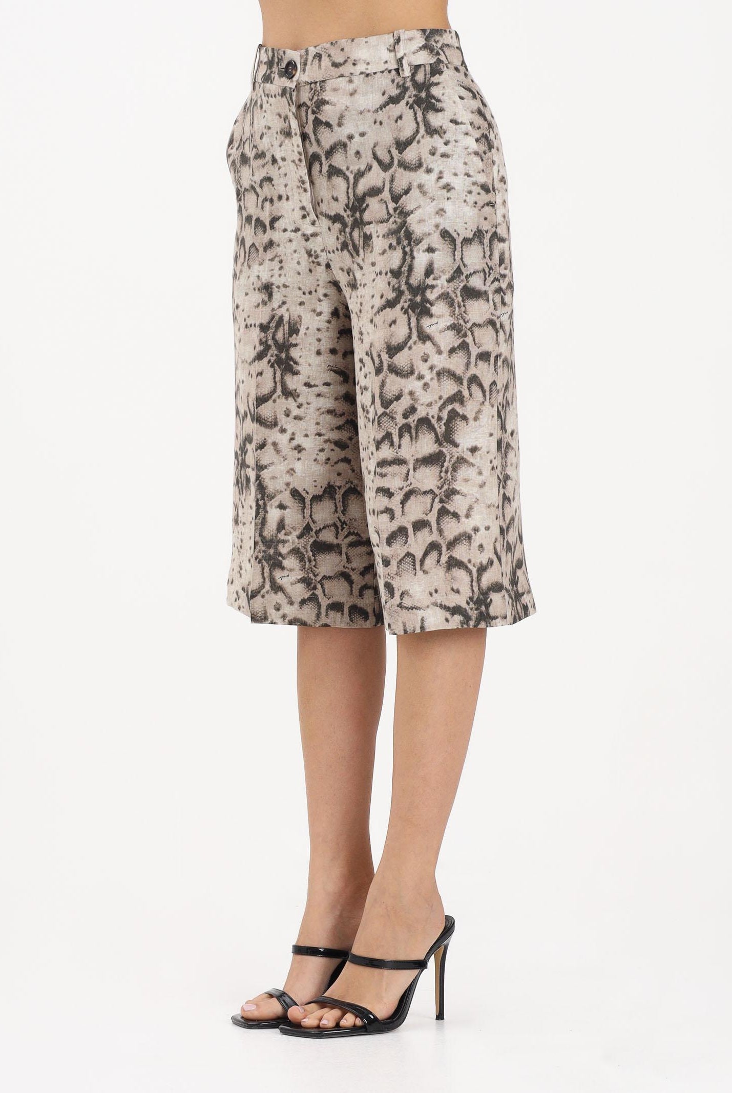 PINKO Bermuda beige da donna con stampa animalier 106870A3BL CZ9 PINKO