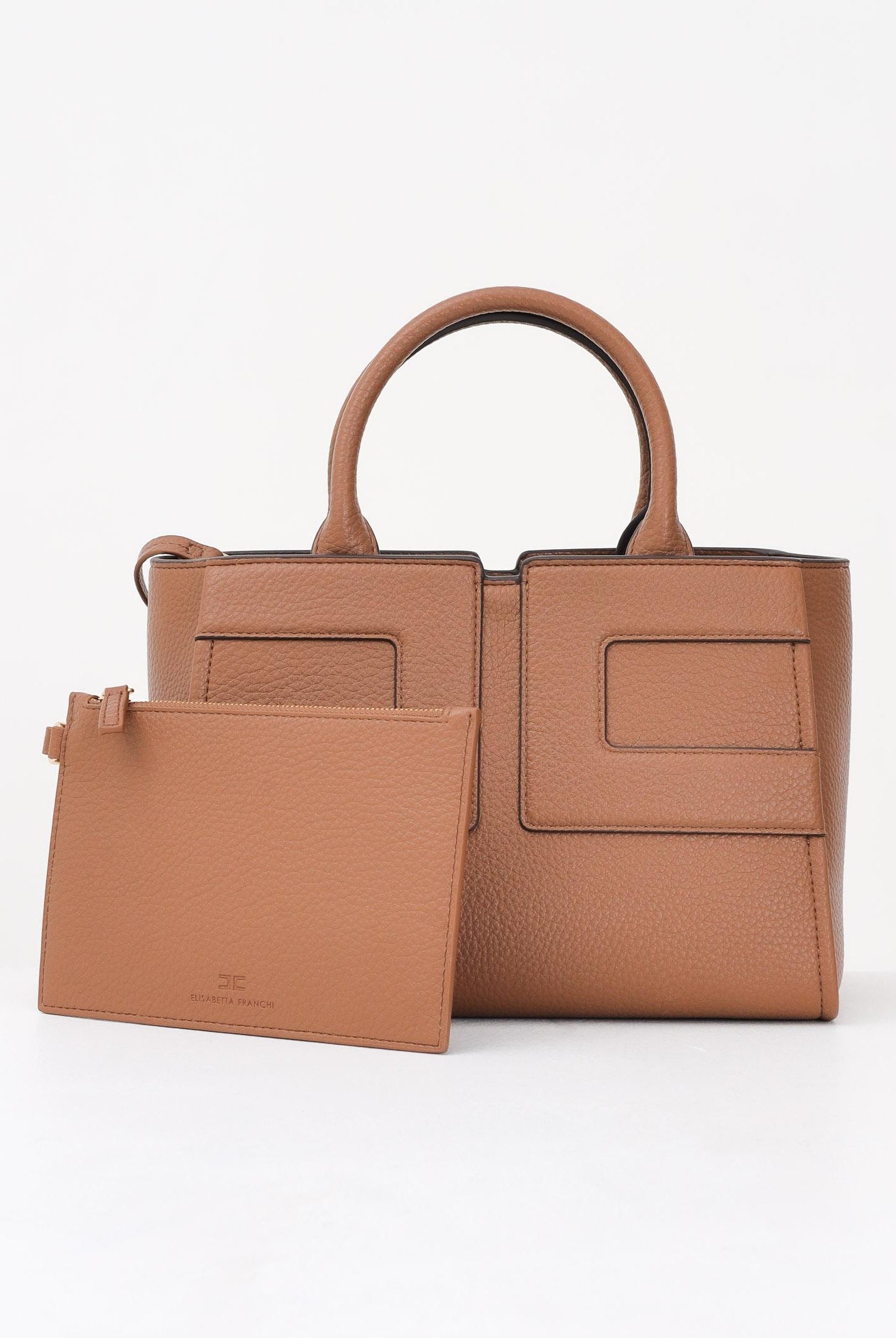 ELISABETTA FRANCHI Borsa a mano cammello da donna con logo BS35A56E2 EC1 ELISABETTA FRANCHI