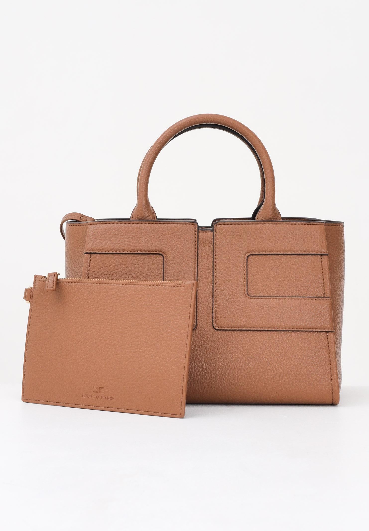 ELISABETTA FRANCHI Borsa a mano cammello da donna con logo BS35A56E2 EC1 ELISABETTA FRANCHI