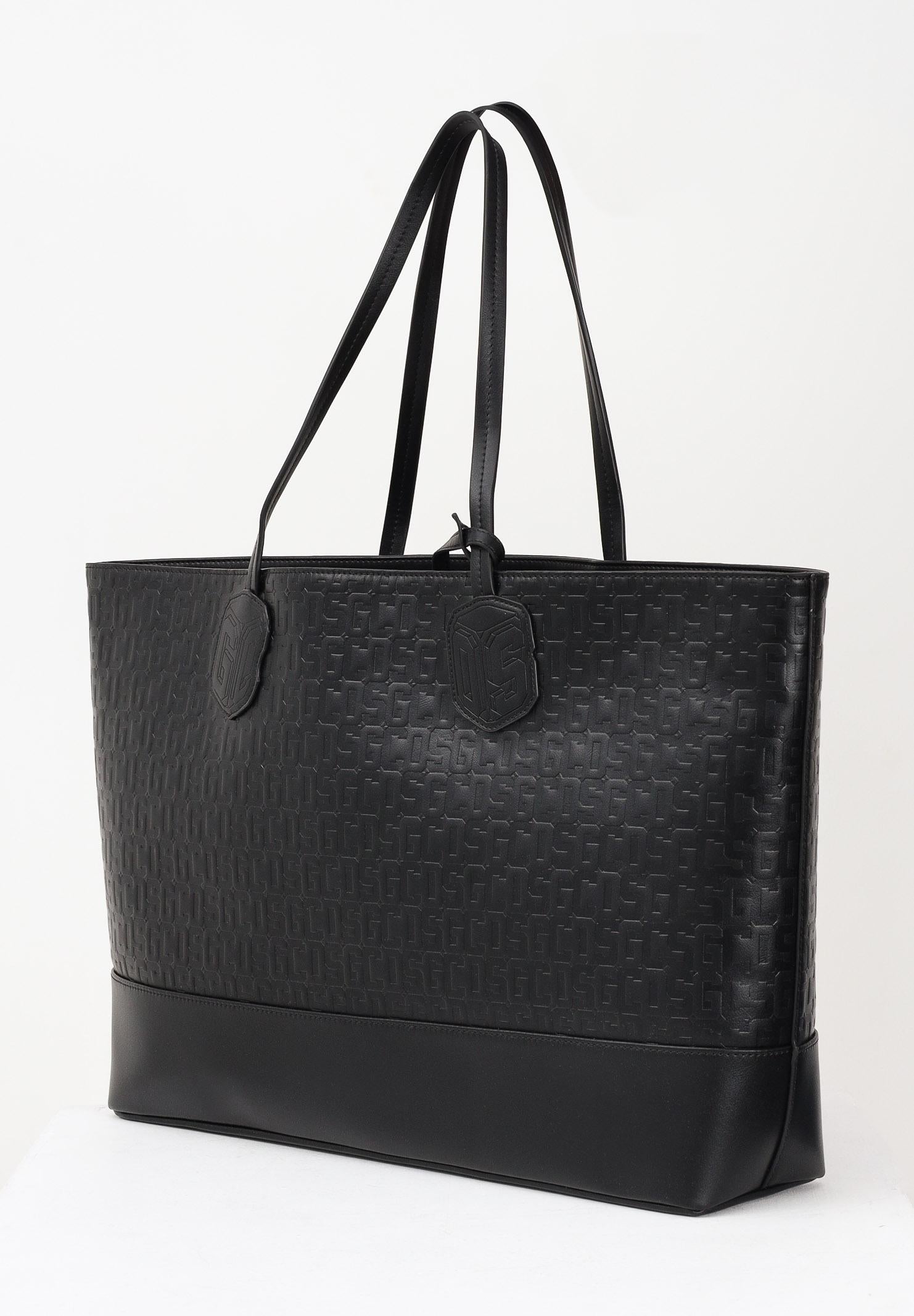 GCDS Shopper nera da donna con pattern logo GCDSMD001 99 GCDS