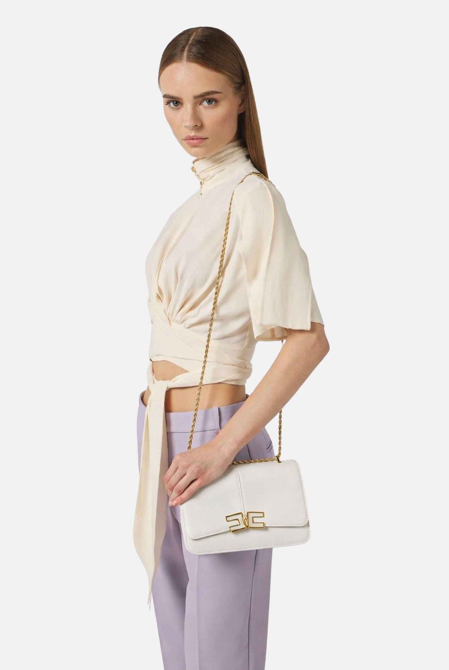 ELISABETTA FRANCHI Borsa a tracolla avorio da donna con logo BS91A61E2 360 ELISABETTA FRANCHI