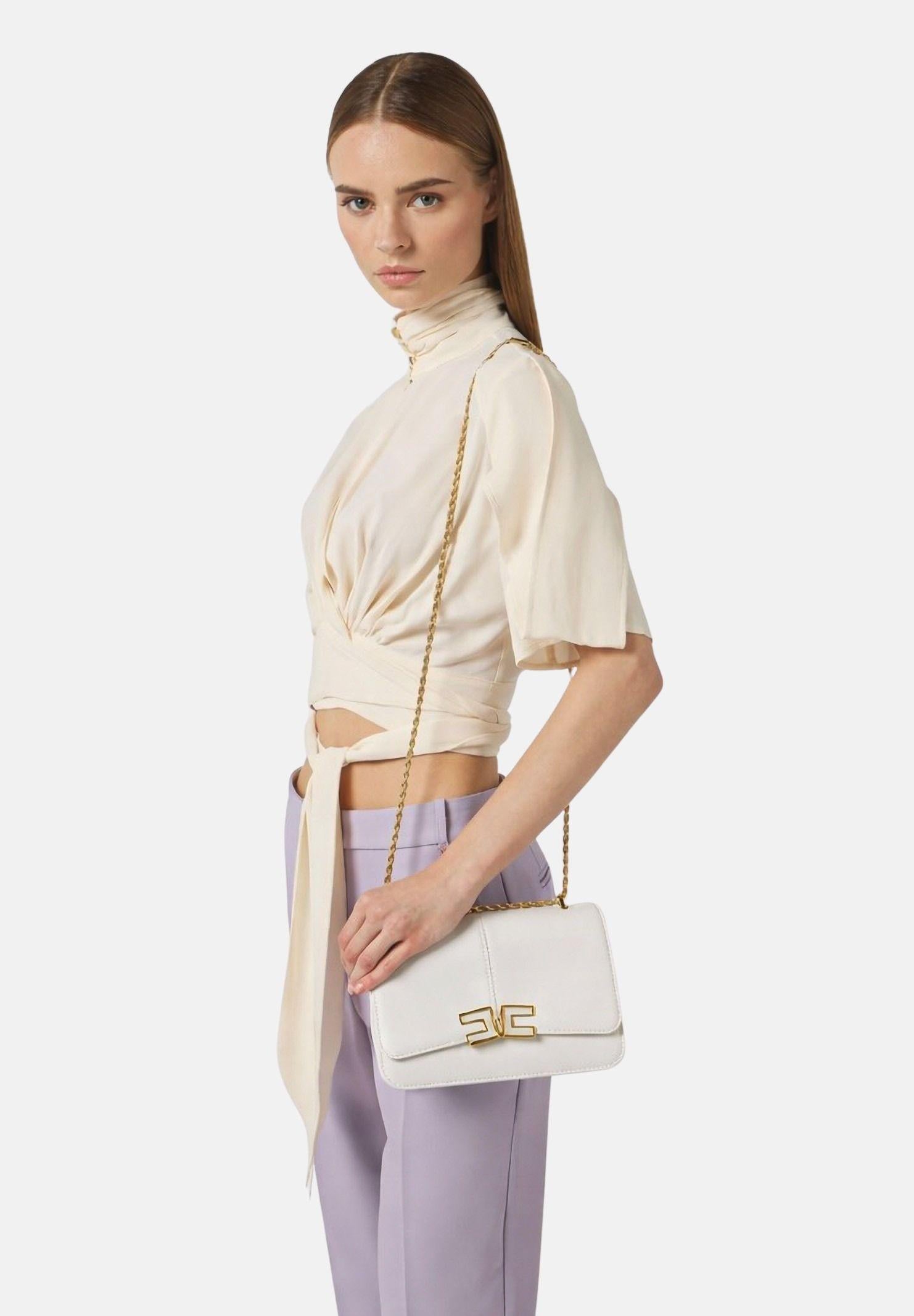 ELISABETTA FRANCHI Borsa a tracolla avorio da donna con logo BS91A61E2 360 ELISABETTA FRANCHI