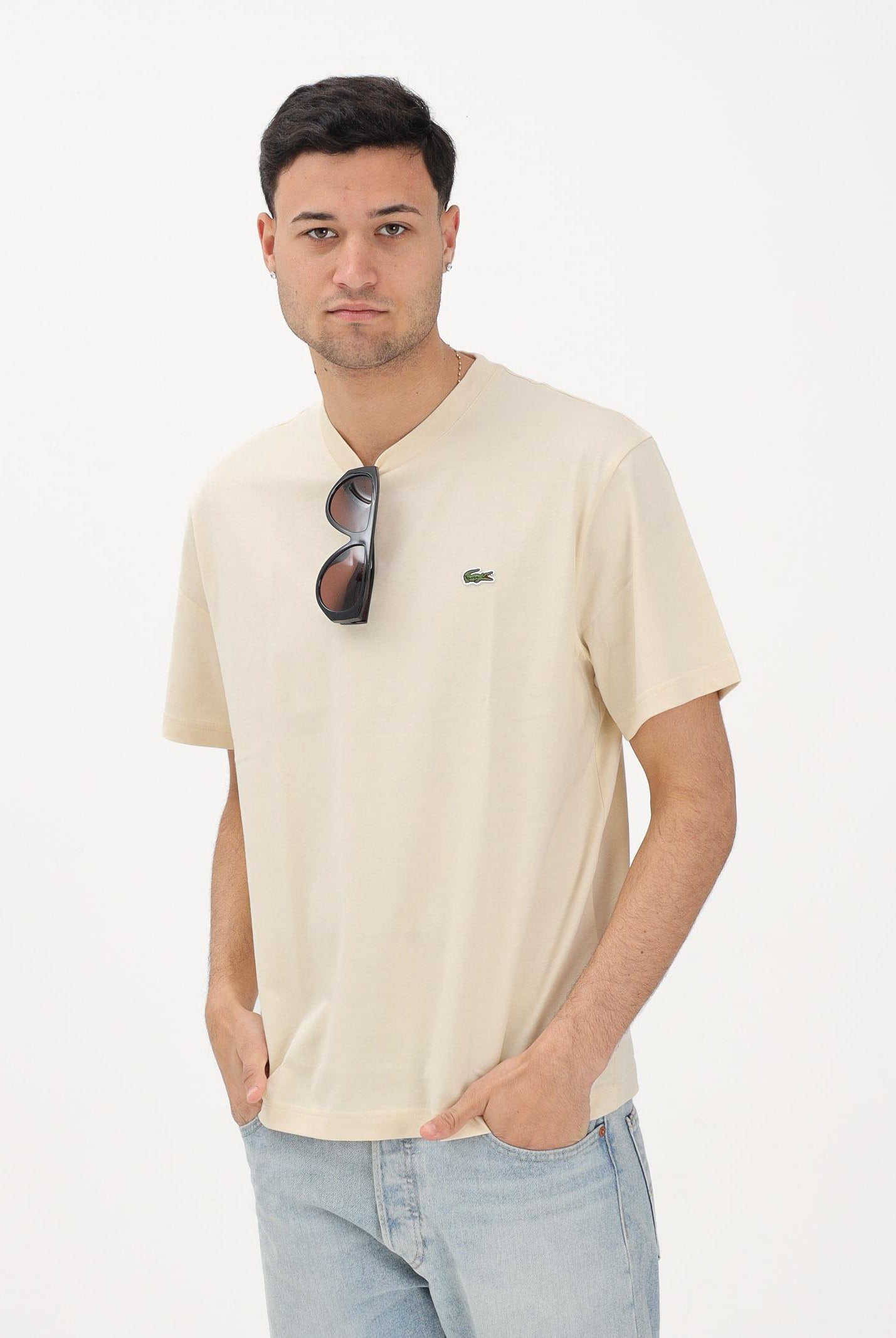 LACOSTE T-shirt a manica corta beige per uomo e donna con logo TH7318 056 LACOSTE