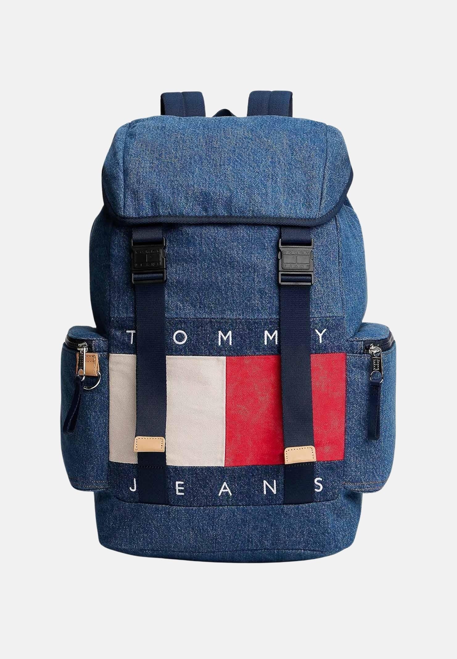 TOMMY JEANS Zaino Archive in denim blu per uomo e donna con logo AM0AM13812 1AF TOMMY JEANS