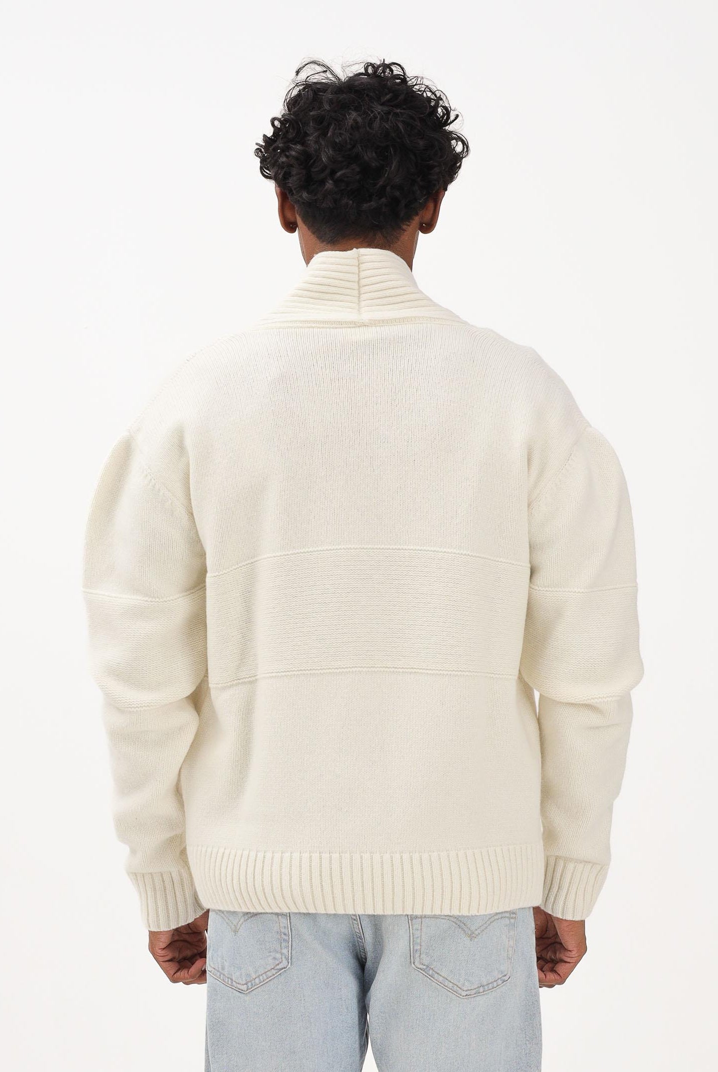 GCDS Cardigan panna per uomo e donna con logo B2CM1804KI8 15 GCDS