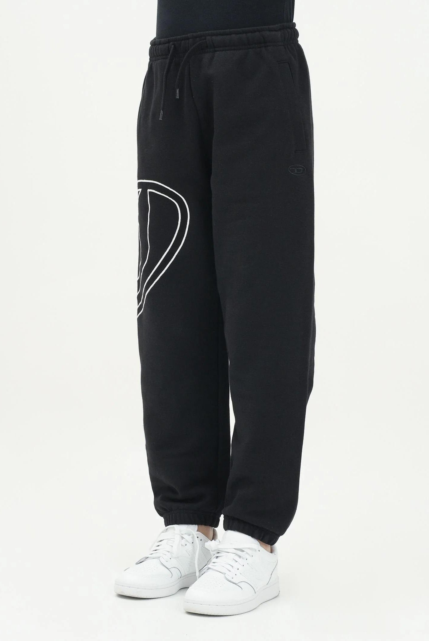 DIESEL Pantalone sportivo nero per donna, ragazzi e bambini con maxi logo Oval D J022720GYCJ K900 DIESEL