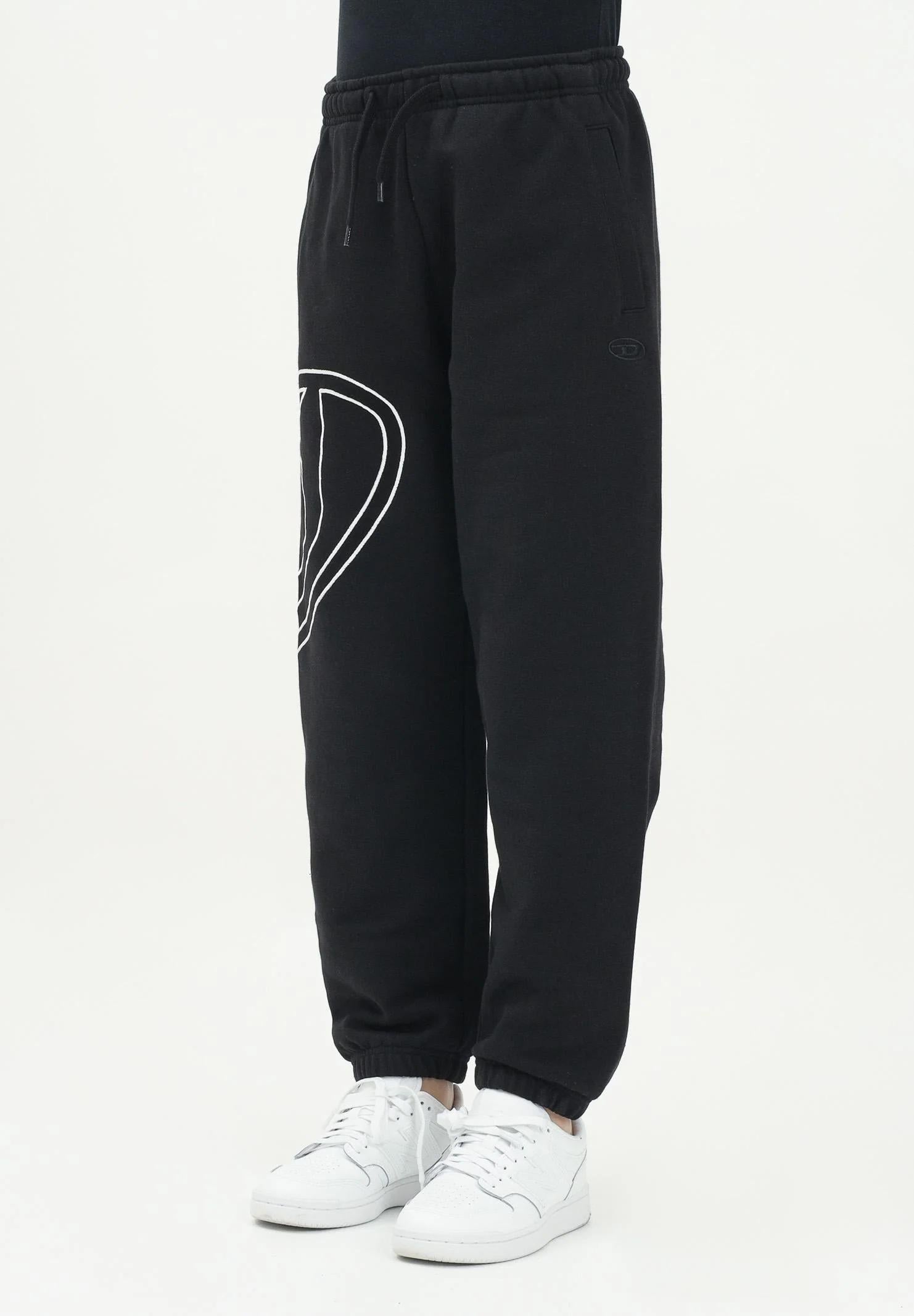 DIESEL Pantalone sportivo nero per donna, ragazzi e bambini con maxi logo Oval D J022720GYCJ K900 DIESEL