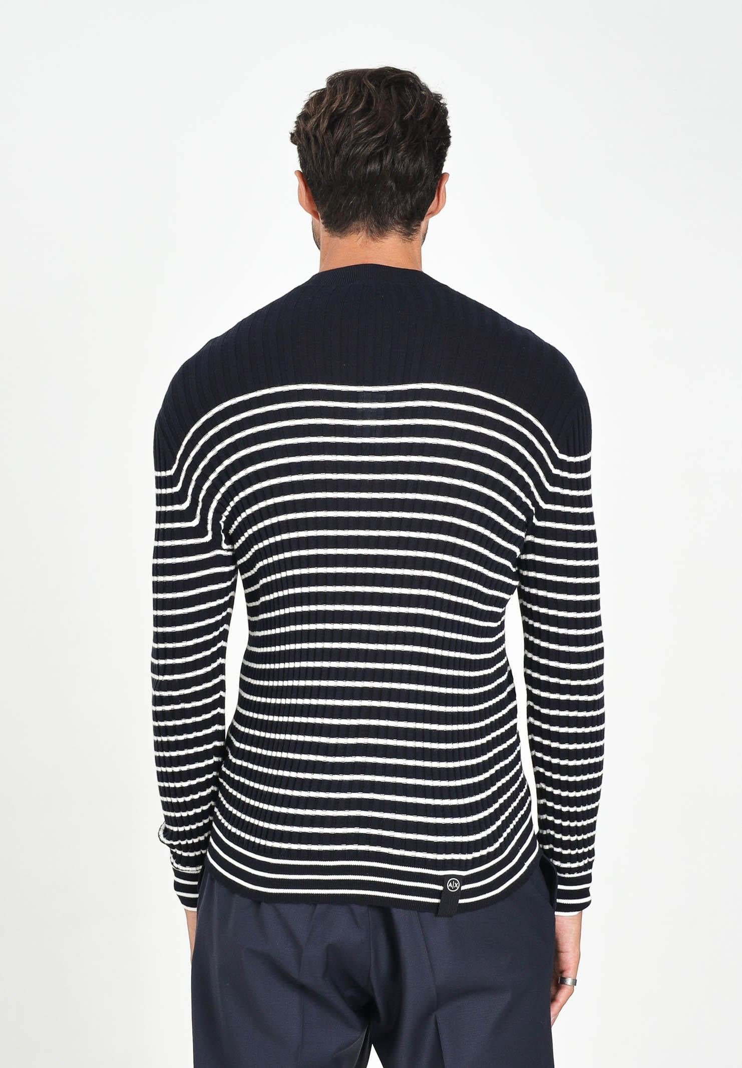 ARMANI EXCHANGE Maglioncino girocollo blu da uomo con motivo a righe XM001876AF11960 FB056 ARMANI EXCHANGE