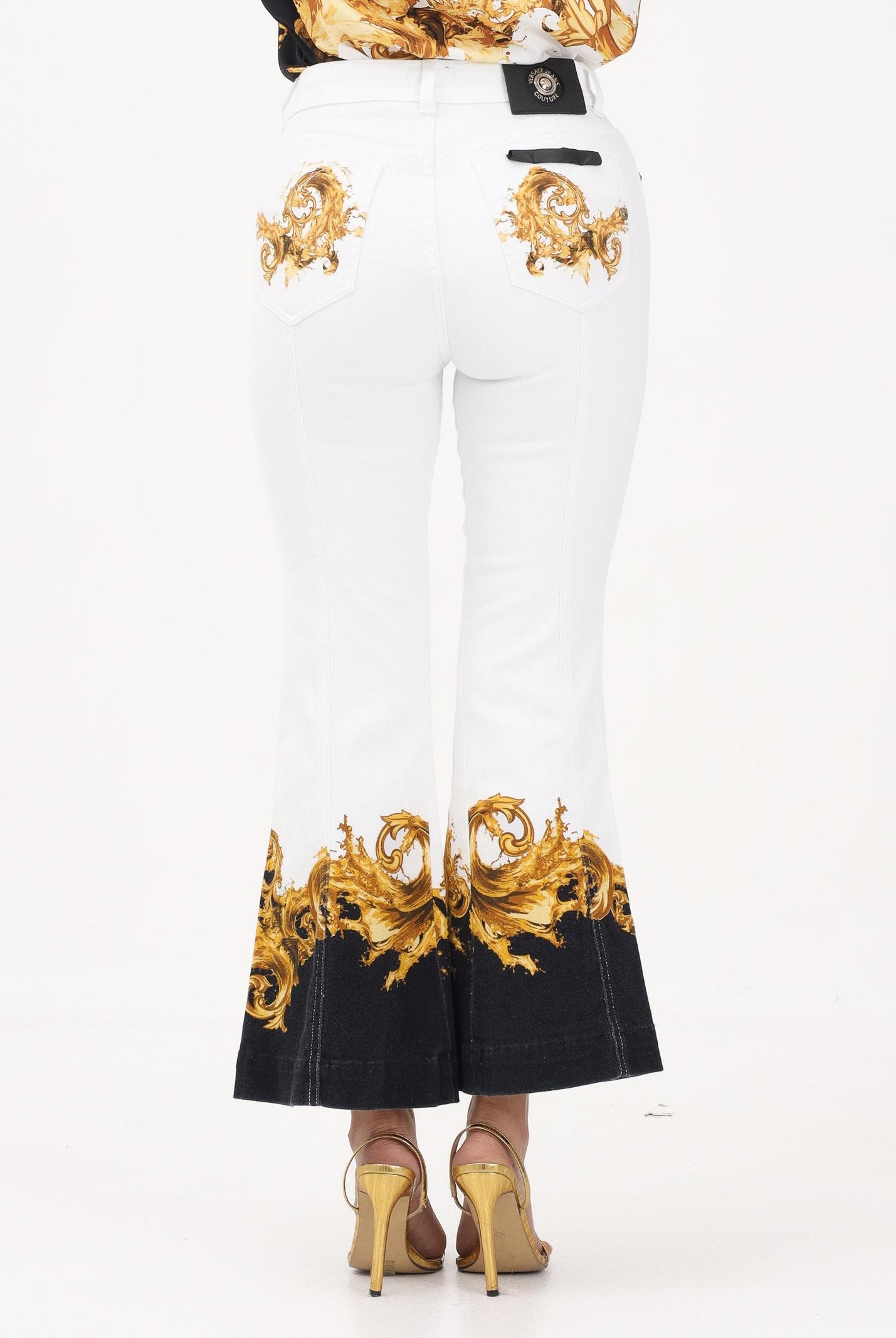 VERSACE JEANS COUTURE Jeans bianco da donna con stampa 80HAB58PES161L54 GL2 VERSACE JEANS COUTURE