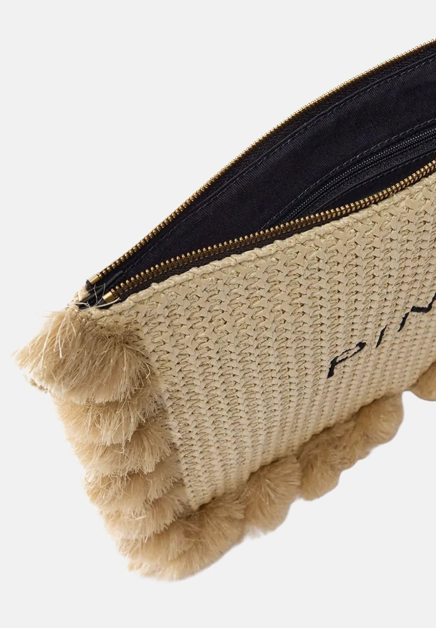 PINKO Pochette beige da donna in rafia con logo 106718A39Y HZ3Q PINKO