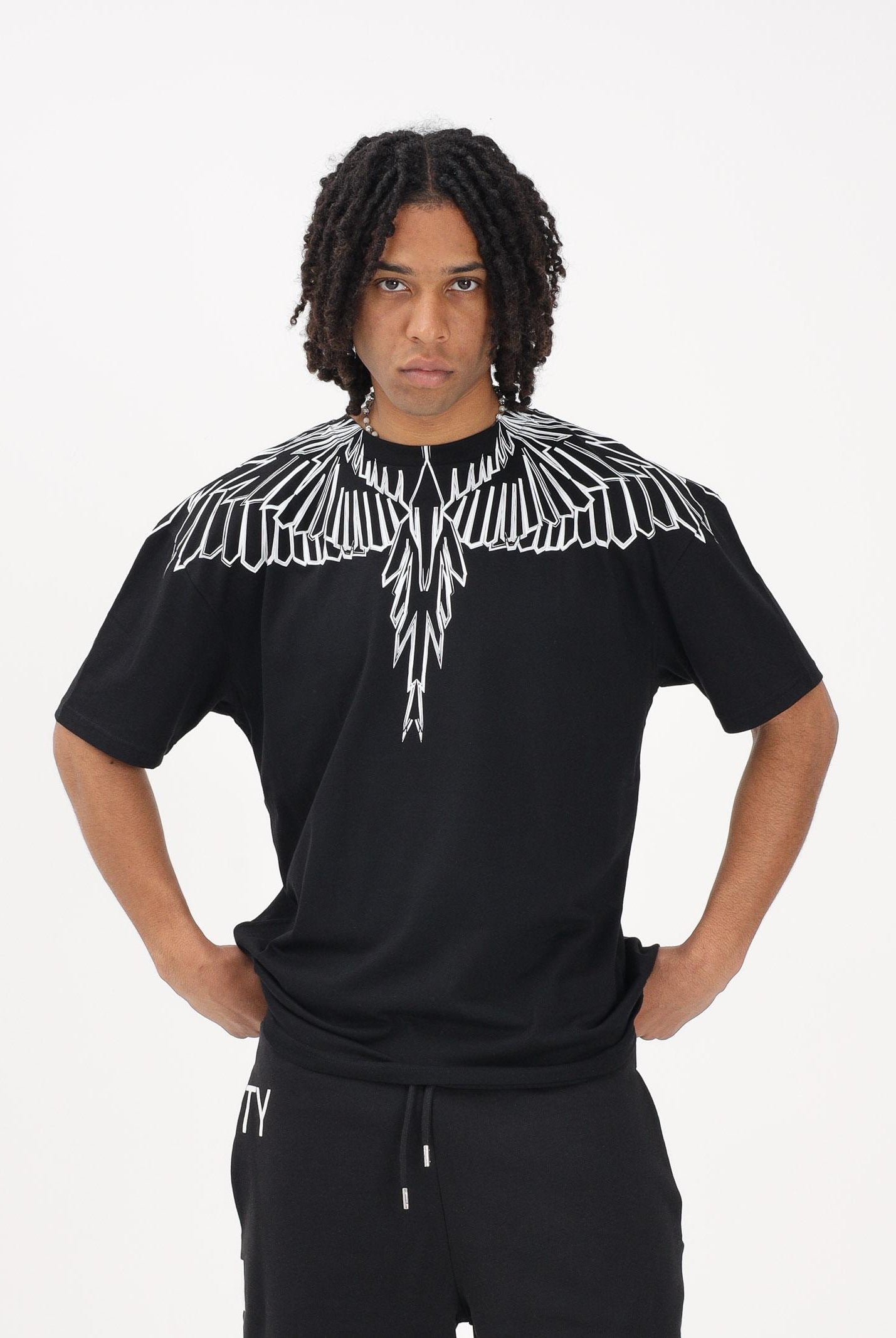 MARCELO BURLON COUNTY OF MILAN T-shirt a manica corta nera da uomo con stampa S6CMMATH010 110 MARCELO BURLON COUNTY OF MILAN