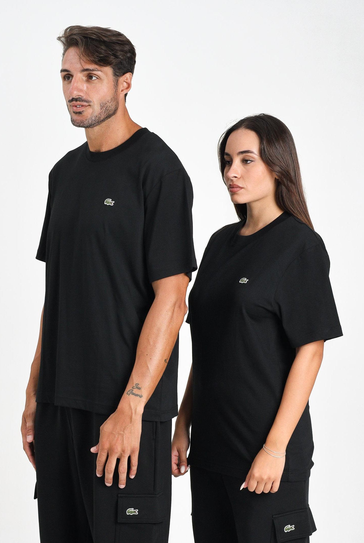 LACOSTE T-shirt a manica corta nera per uomo e donna con logo TH7318 031 LACOSTE
