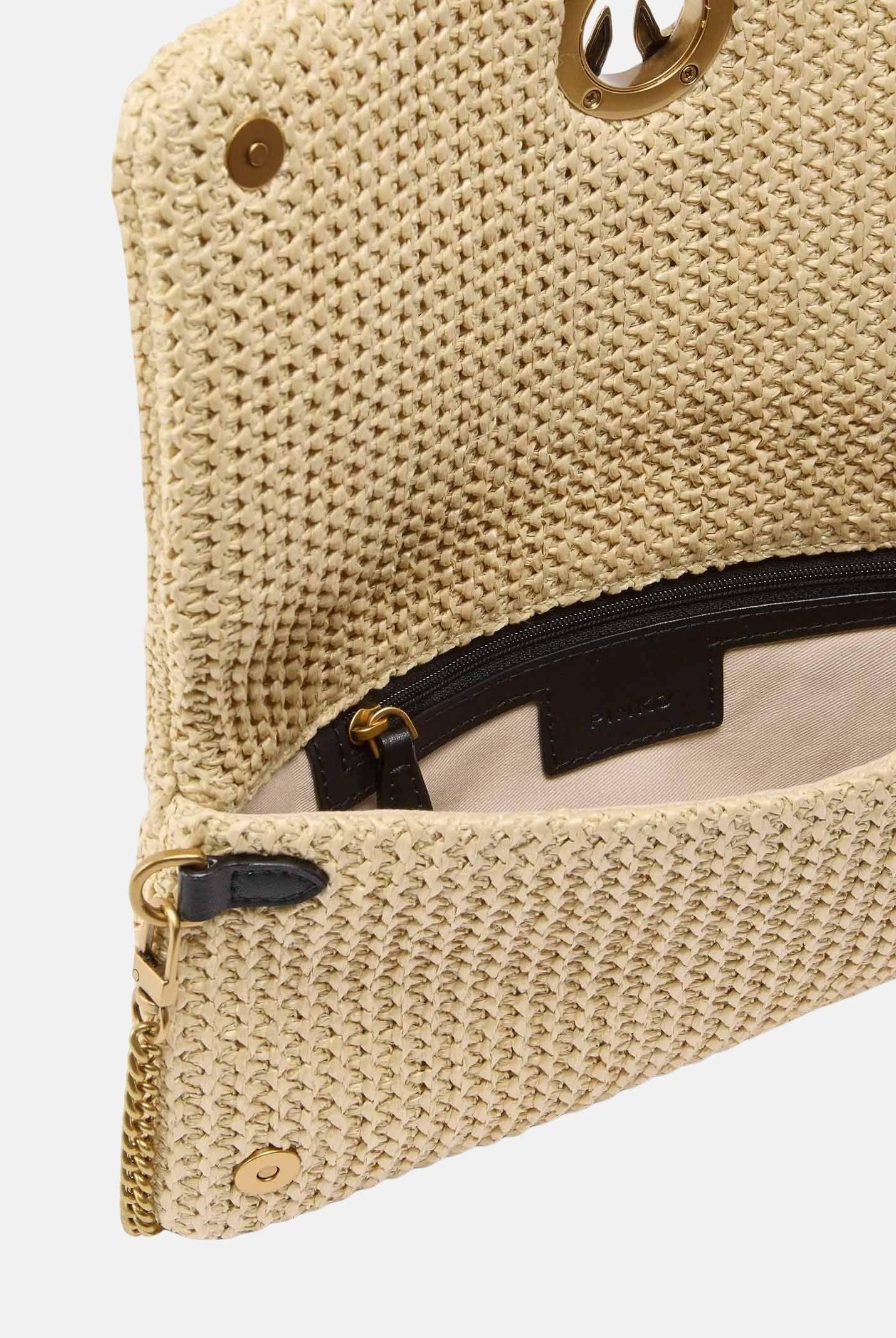 PINKO Pochette Love Bag Click Soft Horizontal Mini in rafia beige da donna 106023A391 C24Q PINKO