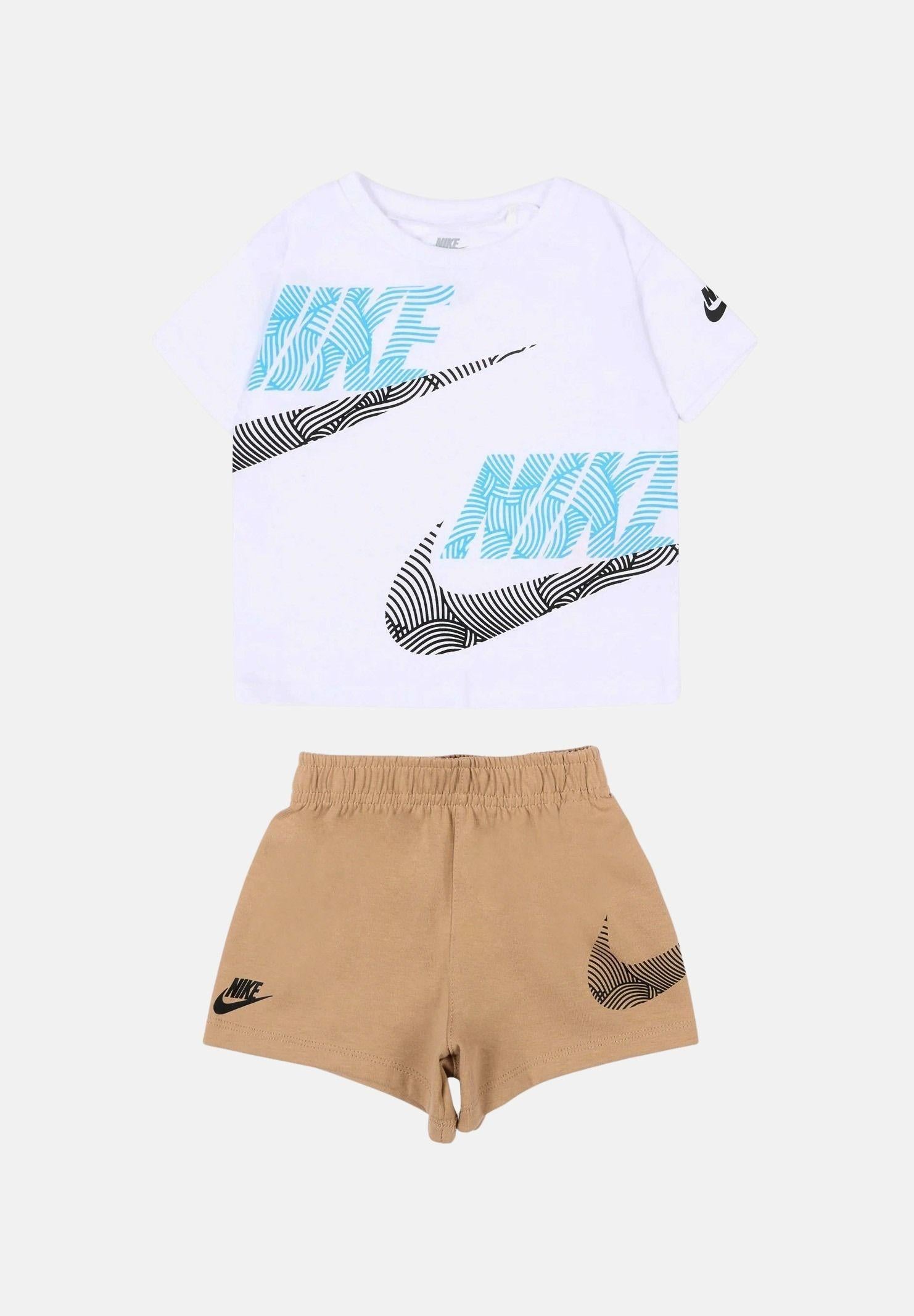 NIKE Completino Sportswear In The Zone bianco e beige da neonato 66N737 X0L NIKE
