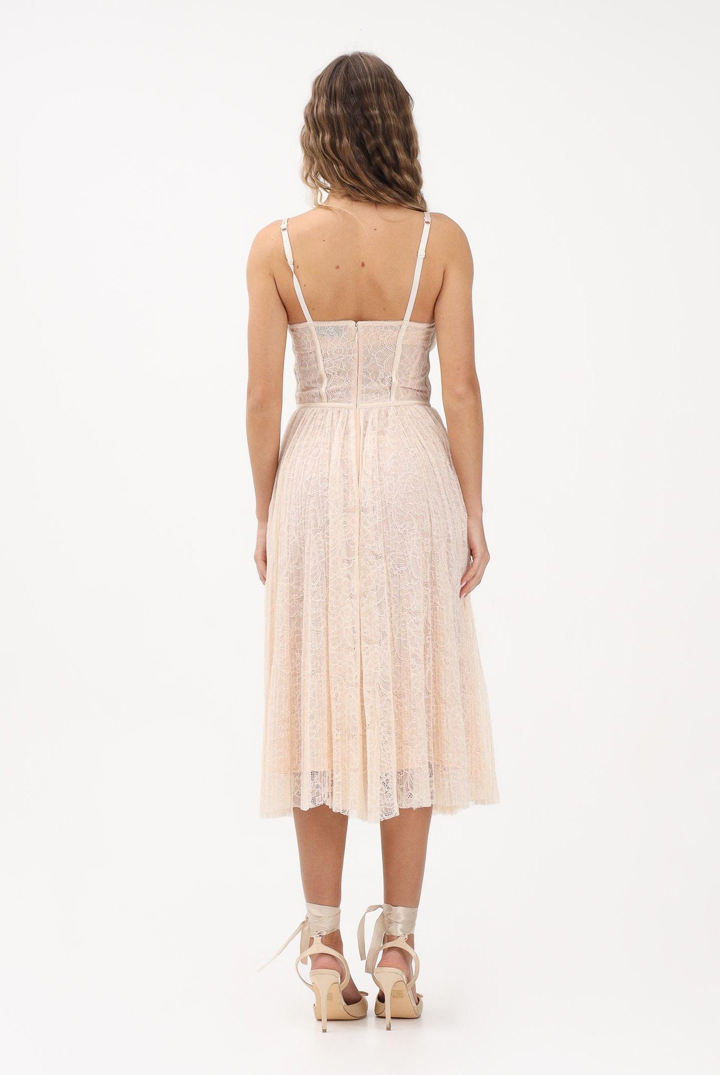 ELISABETTA FRANCHI Abito midi burro da donna realizzato in delicato pizzo AB97162E2 EG9 ELISABETTA FRANCHI