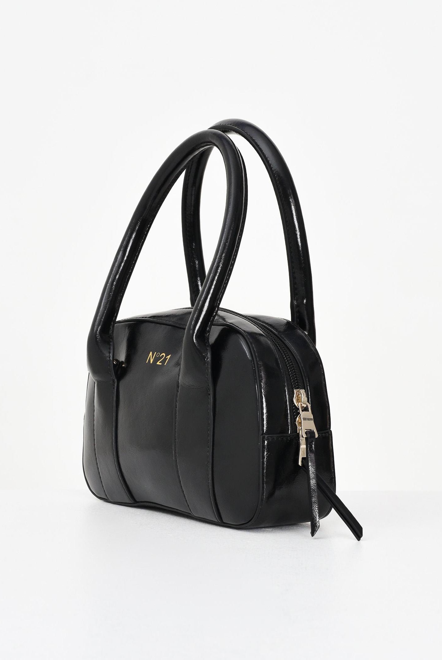 N21 Borsa a mano nera da donna realizzata in tessuto spalmato martellato con logo N°21 N21096N0246 0N900 N21