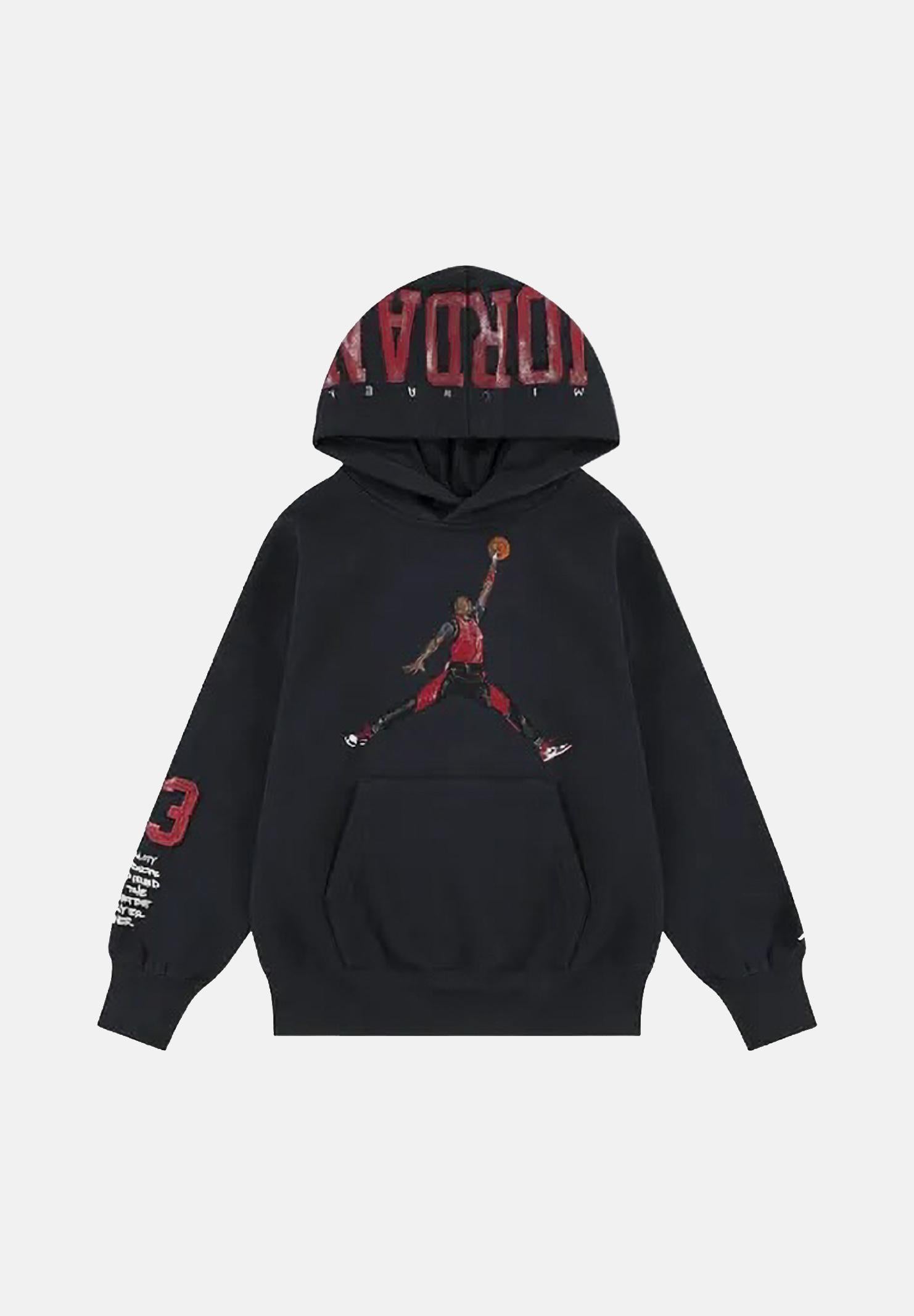 JORDAN Felpa con cappuccio nera per bambino e bambina con maxi stampa Jumpman 95F382 G0T JORDAN