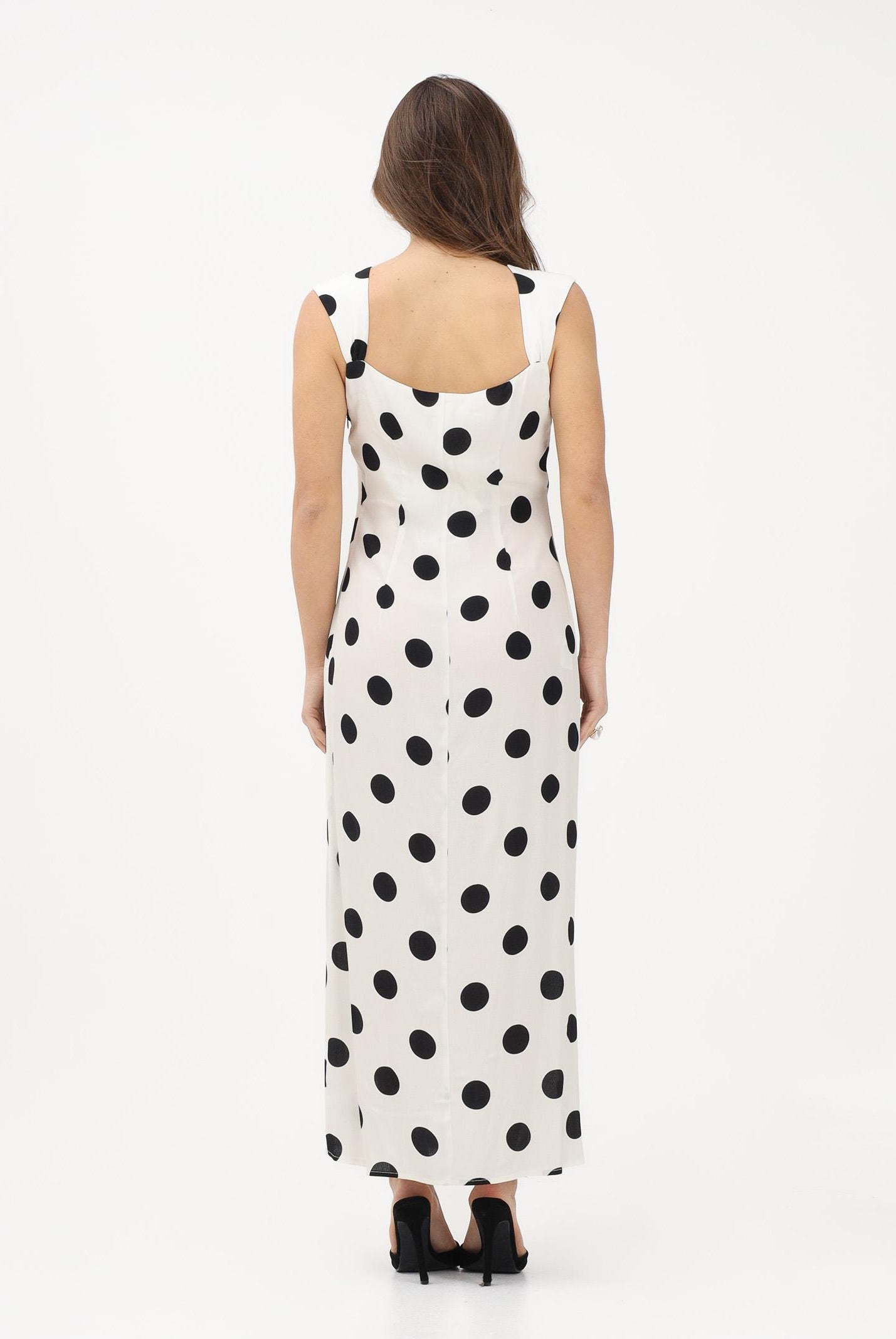 MAR DE MARGARITAS Abito lungo bianco da donna con maxi pois MMABW01540 BI121 Mar de margaritas